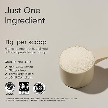 Sports Research Collagen Peptides - Hydrolyzed Type 1 & 3 Collagen Powder Protein Supplement for Healthy Skin, Nails, Joints - Easy Mixing Vital Nutrients & Proteins, Collagen for Women & Men