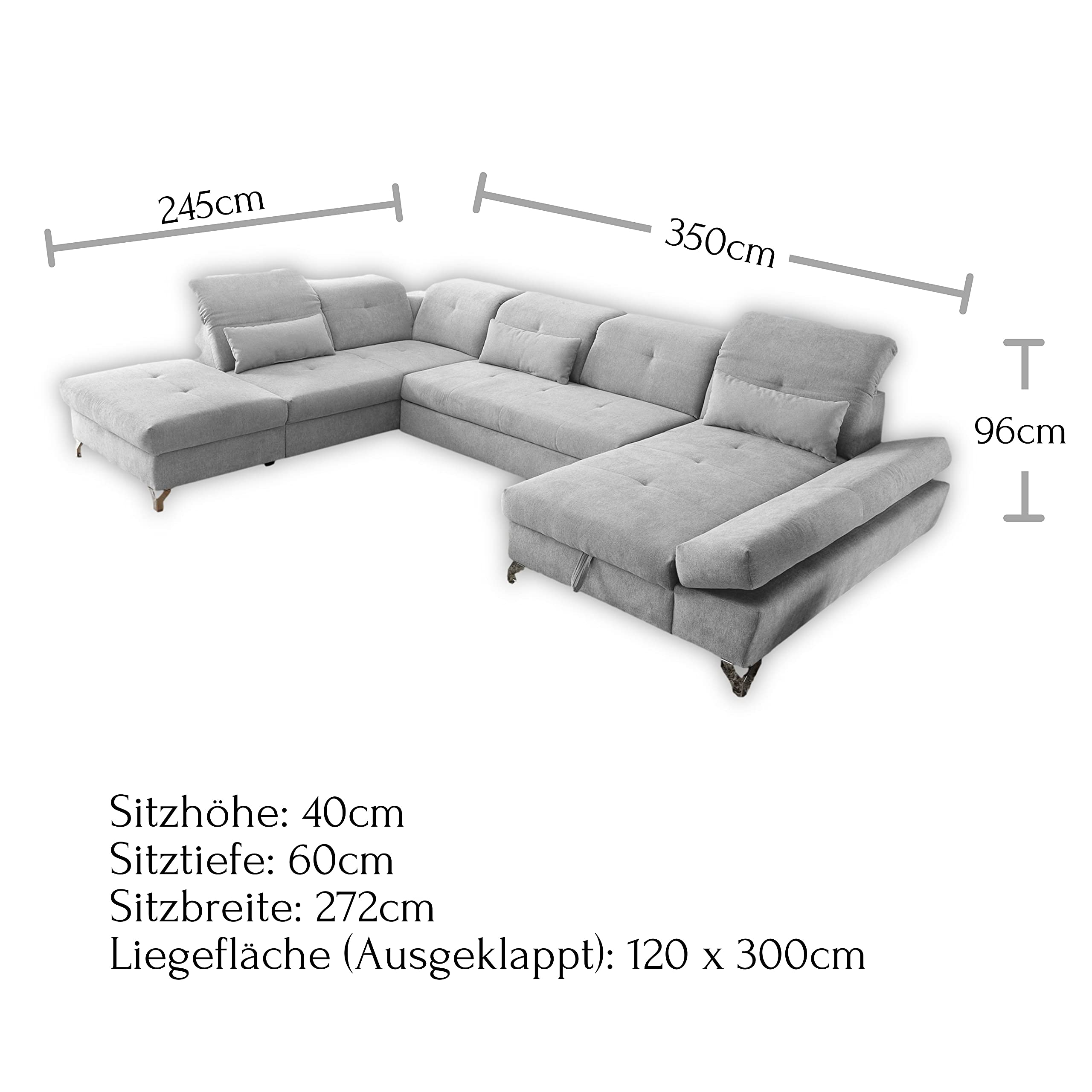Stella Trading Melfi OTM.2F.RecBK Corner, Microvelour, Uran 01 silve, 350 x 73(96) x 245