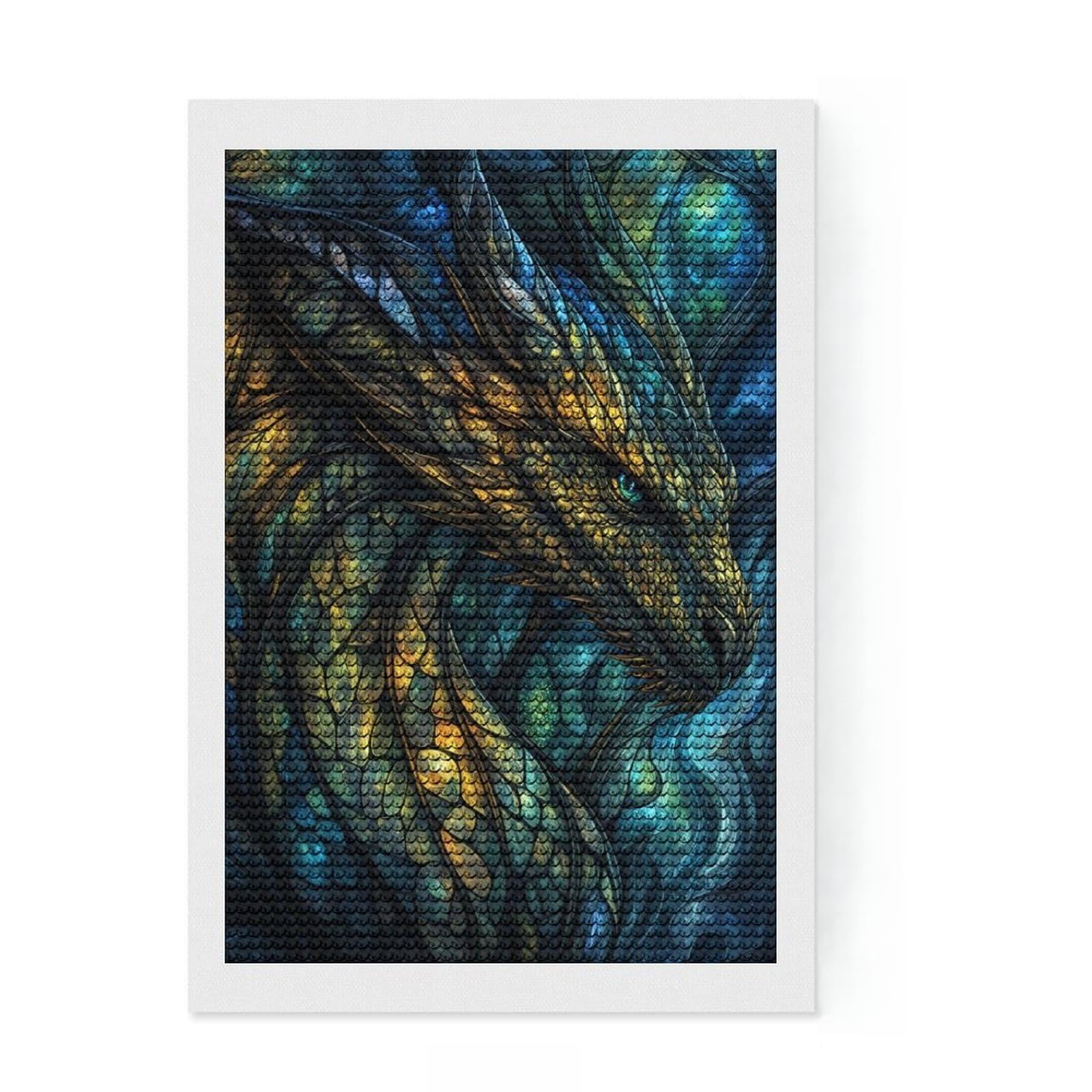 Junmoney Stained Majesty Diamond Art Canvas 8"x12", Decorate Your Room, Mindful Craft Activity, Cosy Home Accent, Thoughtful Handmade Gift