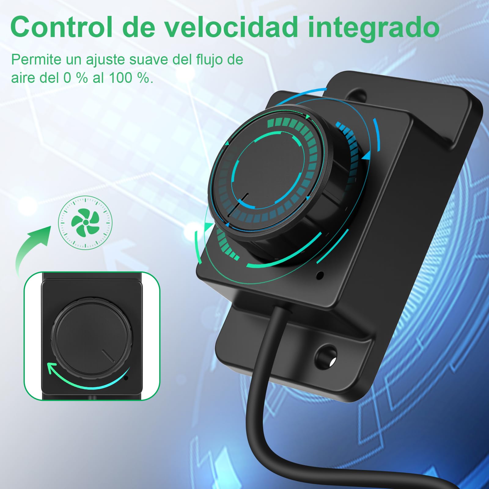 Extractor de Aire 100 mm con Controlador Ajustable 360m³/h, Ventilador de extracción para Baño, Booster, Tienda de Cultivo, Garage, Cucina