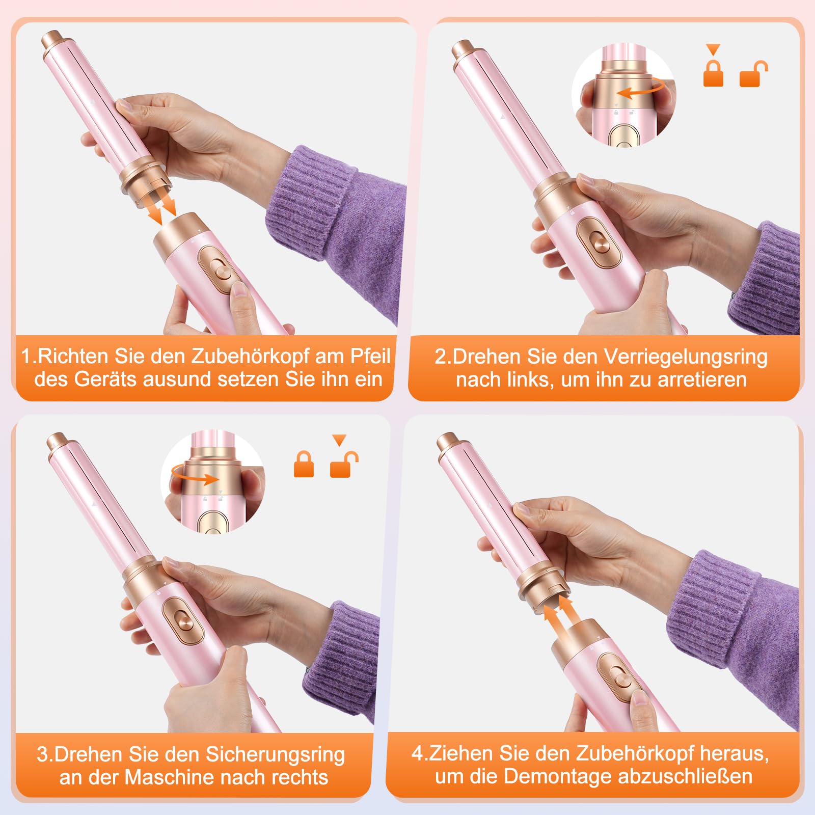 5-in-1-Föhnbürsten-Set, Upgrade-Haartrockner, Föhnbürste, Lockenwickler Automatisch und Paddelbürste, abnehmbare Heißluftbürsten-Styling-Tools, Hochgeschwindigkeits-Reisehaarglätter, Lockenstab