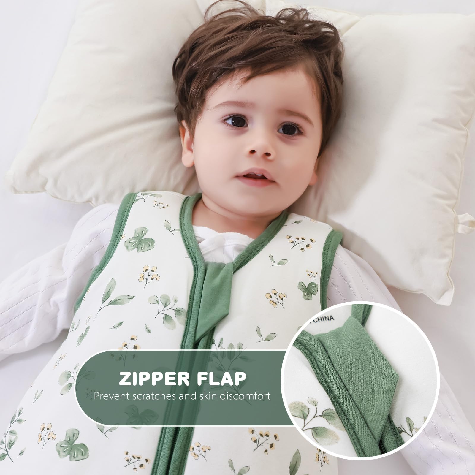 Mosebears Sacco nanna invernale per bambini, 2,5 tog, 100% cotone, per diverse misure dalla nascita all'età di 24 mesi(Plant,6-12 mesi)