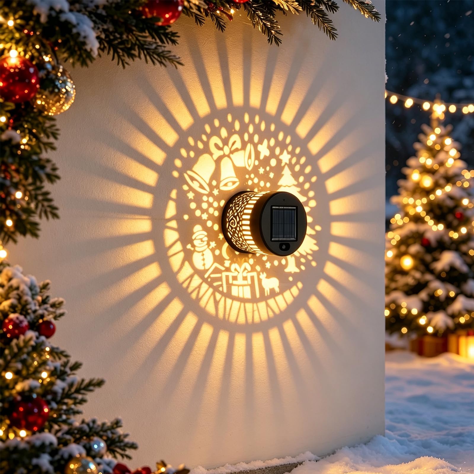 Solar Outdoor Decorative Wall Projection Light Christmas Halloween Decor (B#,1PCS)