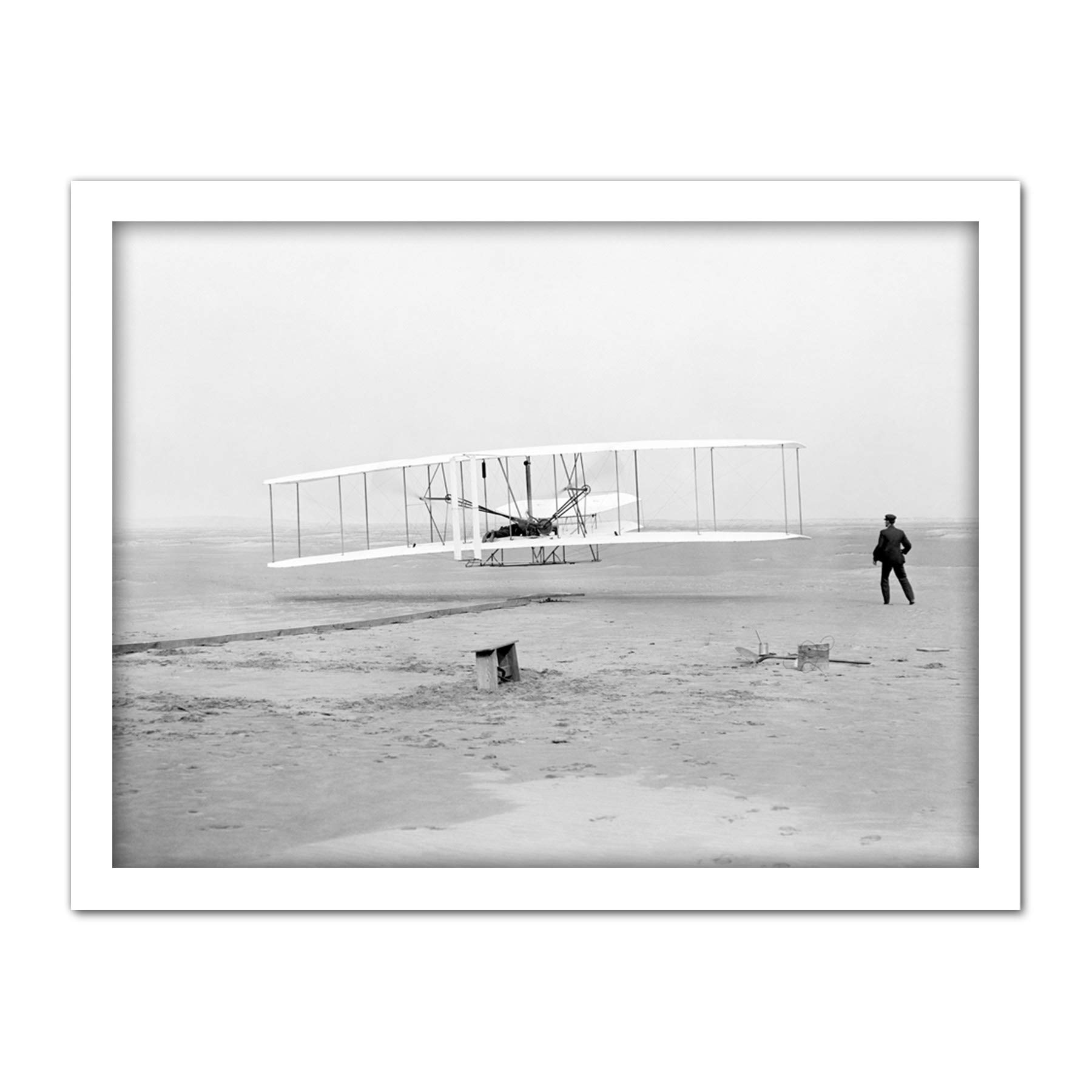 Daniels First Flight Wright Brothers 1903 Photo Artwork Framed Wall Art Print 18X24 Inch
