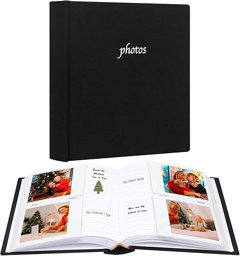 Álbum de 120 fotos con áreas de notas para cámara Fujifilm Instax Wide 300, cubierta de lino, libro de fotos para Polaroid Now+NowI typeOneStep+600,