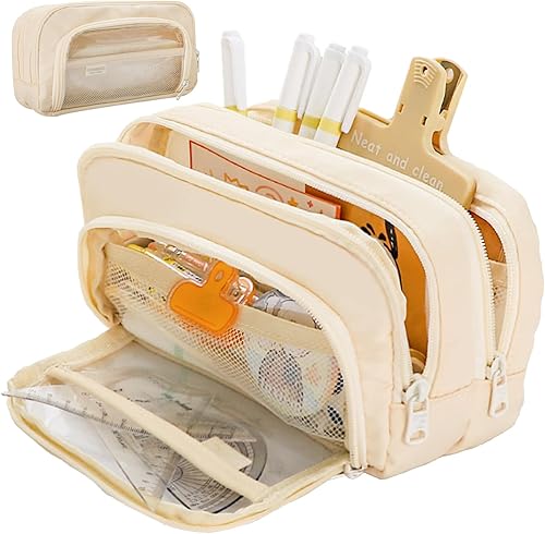 GRIBULK Estuche para lápices de alta capacidad, transparente, grande, estuche para rotuladores, bolsa de arte estético, bolsa de almacenamiento con