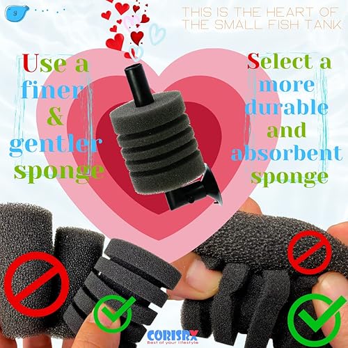 Miniatura 3 de Filtro de esponja para acuario, juego de lujo para cría de alevines, filtro de esponja fina pequeña para tanque de peces de hasta 10 galones, mini