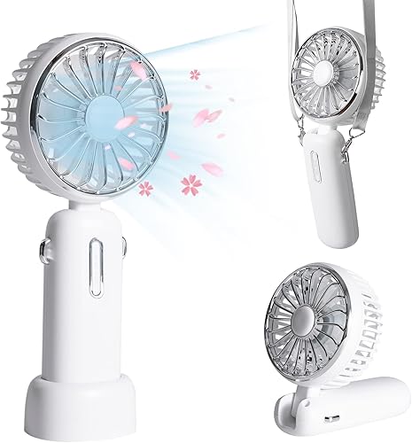 Faminnova Ventilador portátil ventilador de cuello ventilador de escritorio y ventilador de mano 3 en 1 ventilador de batería recargable de 2000 mAh
