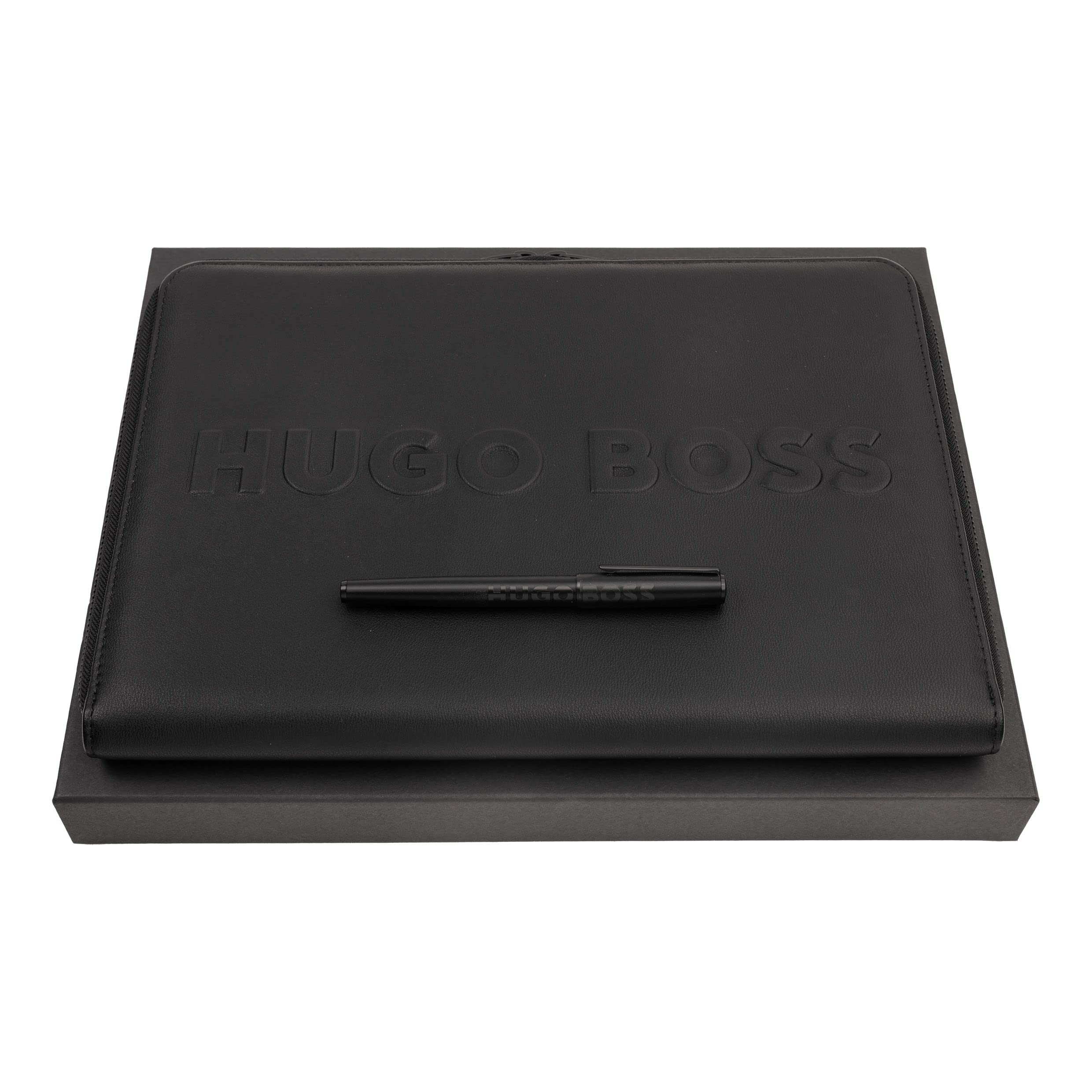 Hugo Boss Schreibset Label Black – Füllfederhalter & Konferenzmappe Im Set Mit Geschenkbox