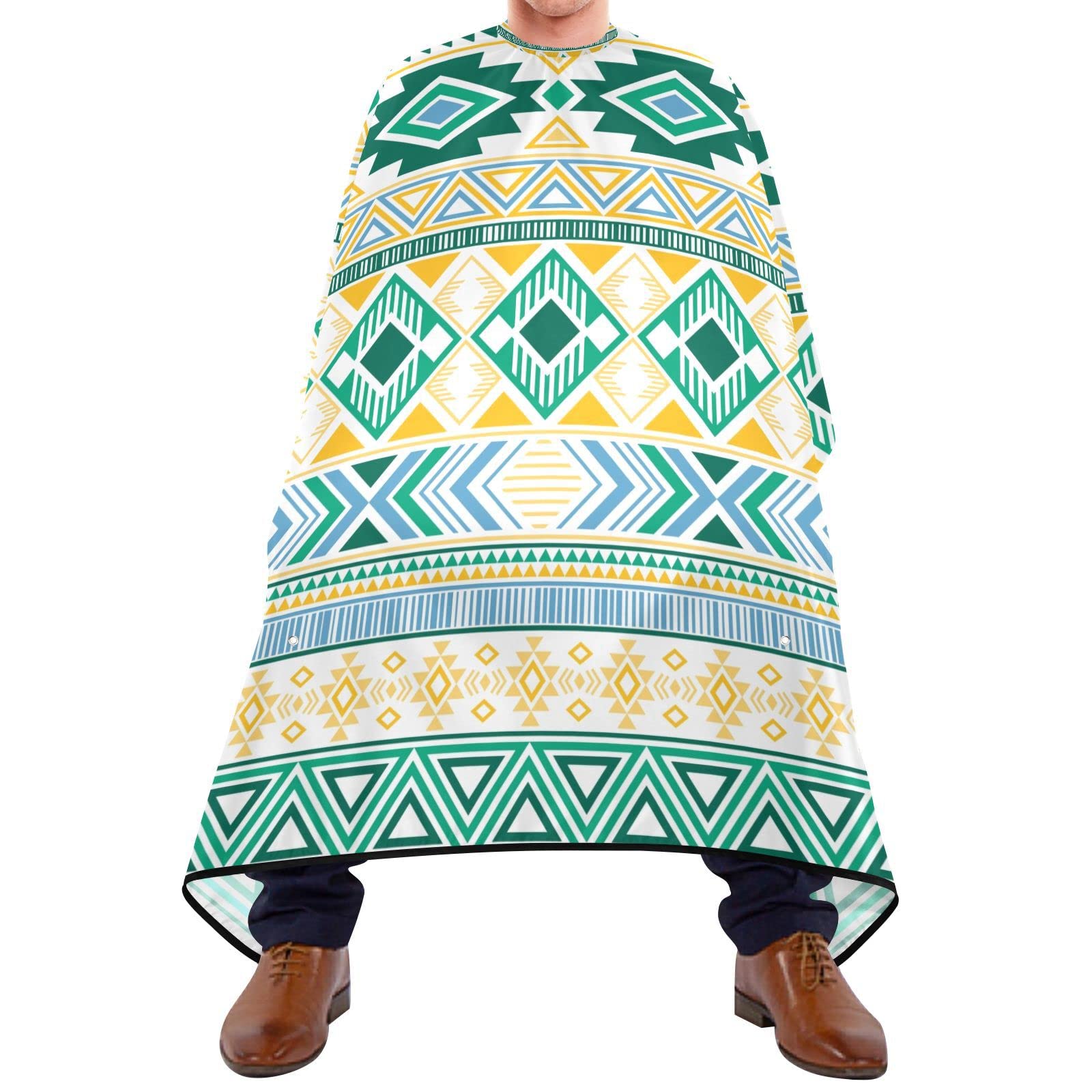 Capa De Peluquería Profesional 140x168cm, Azteca Navajo Verde Capa De Barbero Profesional Impermeable Con Cierre De Botones Bata Peluqueria Unisex, Para Cortes Y Teñidos, Barberías