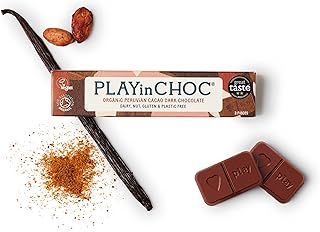PLAYin CHOC JustChoc Vegan Chocolate, Award-Winning Organic And Dairy Free Chocolate, Organic Peruvian Cacao, Vegan Chocolate Gifts, Lactose Free Chocolate Bar… (Dark, 30g)
