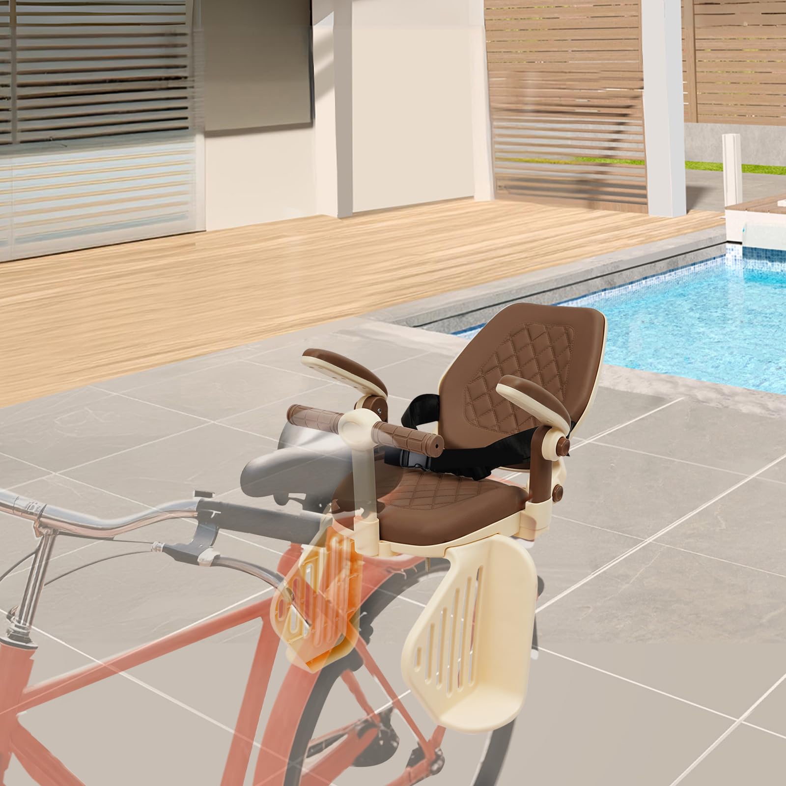 Seggiolino per bicicletta, montaggio posteriore, 50 kg, con cinture di sicurezza, poggiapiedi e braccioli rimovibili, per bici da città e altre biciclette con sedile posteriore.