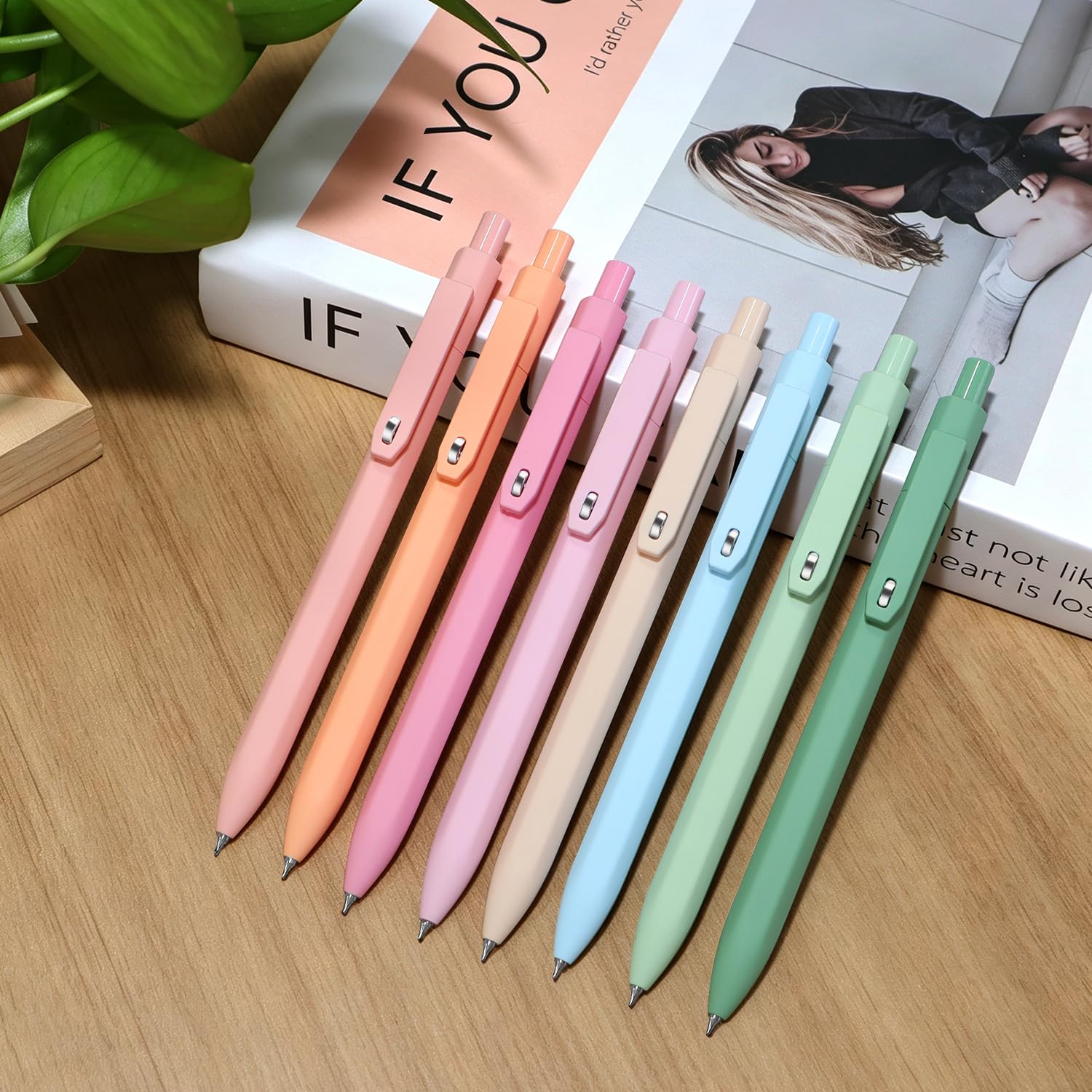Piochoo Bolígrafos estéticos, 8 bolígrafos de gel de 0.5 mm, sin manchas, de secado rápido, suaves, bonitos bolígrafos de tinta negra para mujeres, enfermeras, escuela, oficina, accesorios de