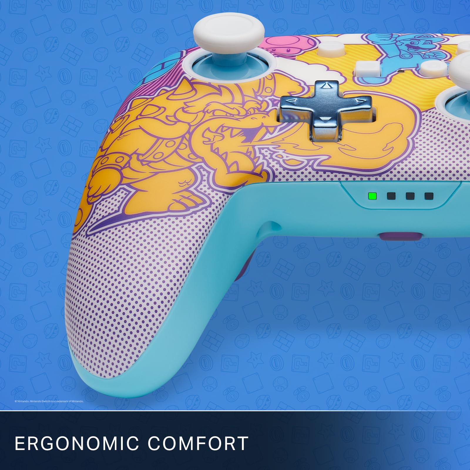 PowerA Controller Senza Fili avanzato per Nintendo Switch - Mushroom Kingdom Pop Art, Nintendo Switch modello OLED, Nintendo Switch Lite, Gamepad, controller di gioco, controller Bluetooth