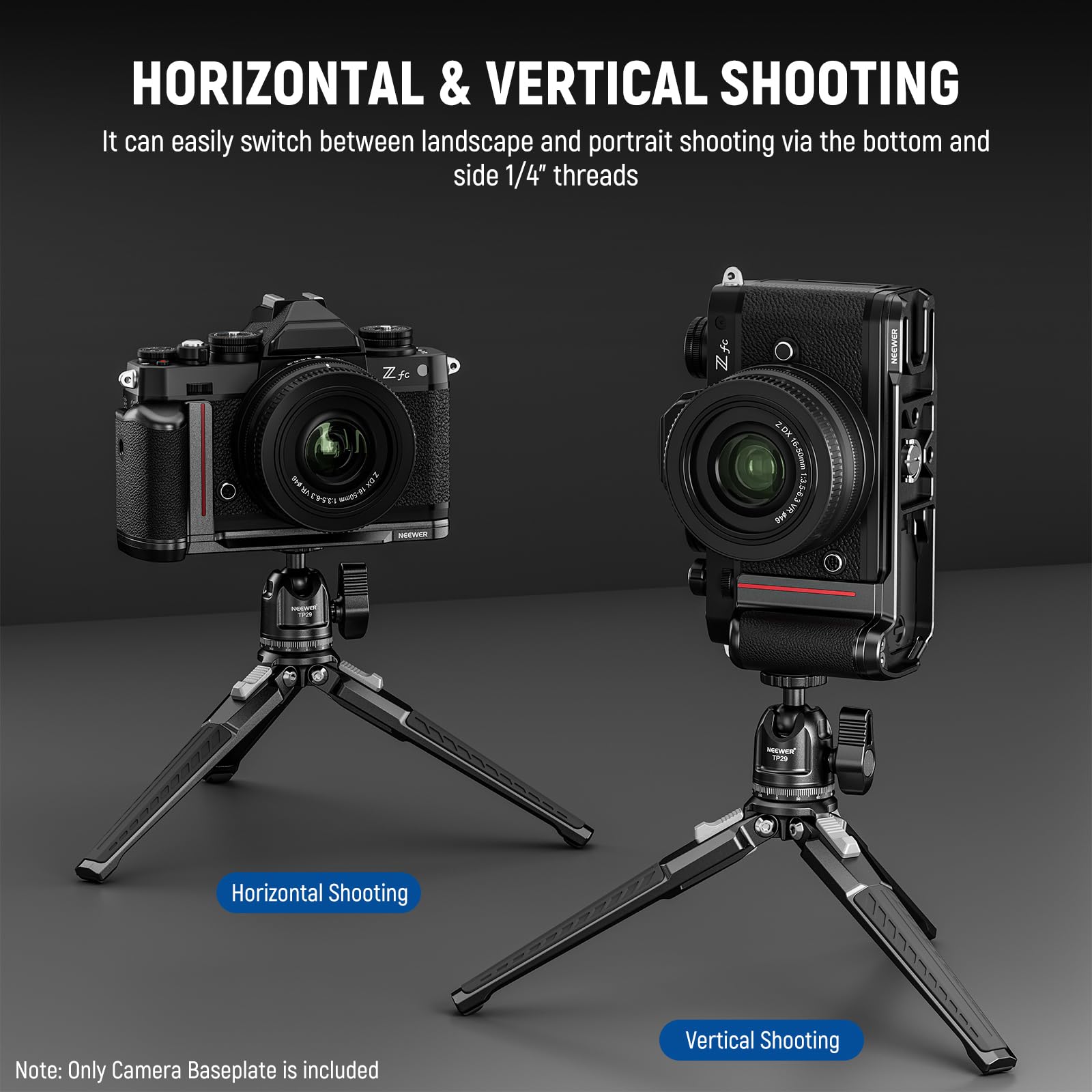 Poignée En L Pour Appareil Photo Nikon ZFC - Aluminium Aéronautique, Support 1/4", Grip En Bois