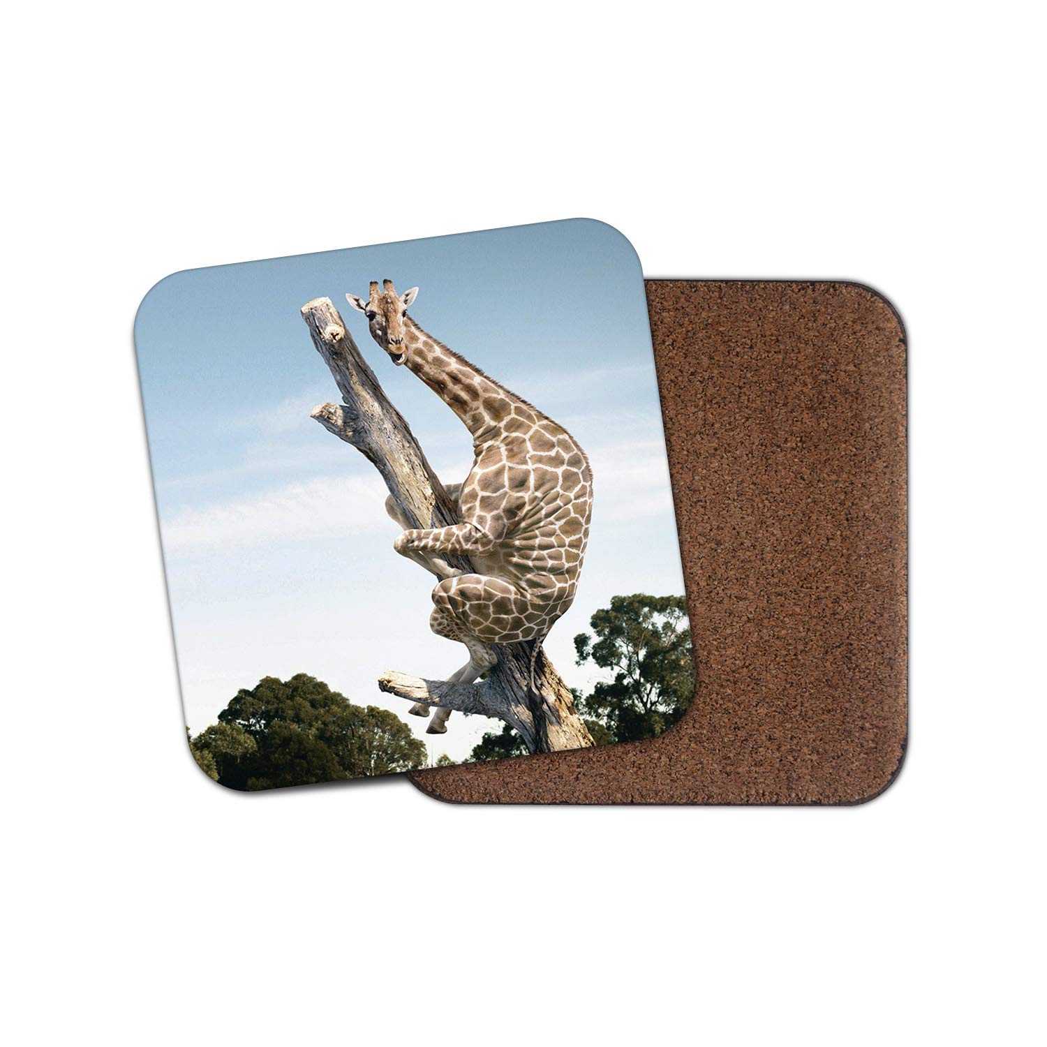 Destinationvinyl Multicolor 1 X Silly Giraffe Coaster - Joke Mum Sister Brother Funny Animal #8867