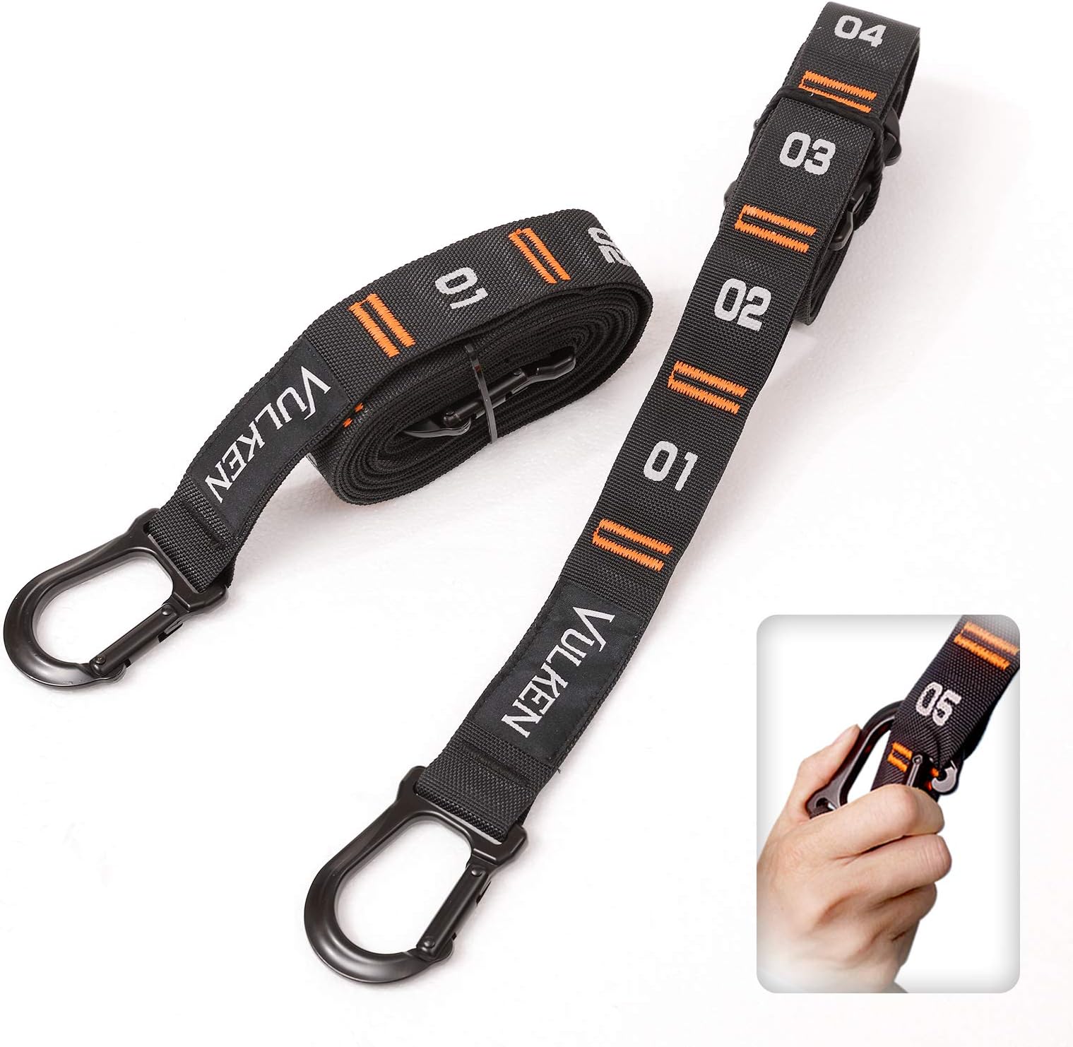 Adjustable Numbered Straps for Gymnastic Rings Carabiners Quick Hook System Easy to Set Up One Pair Strap Only