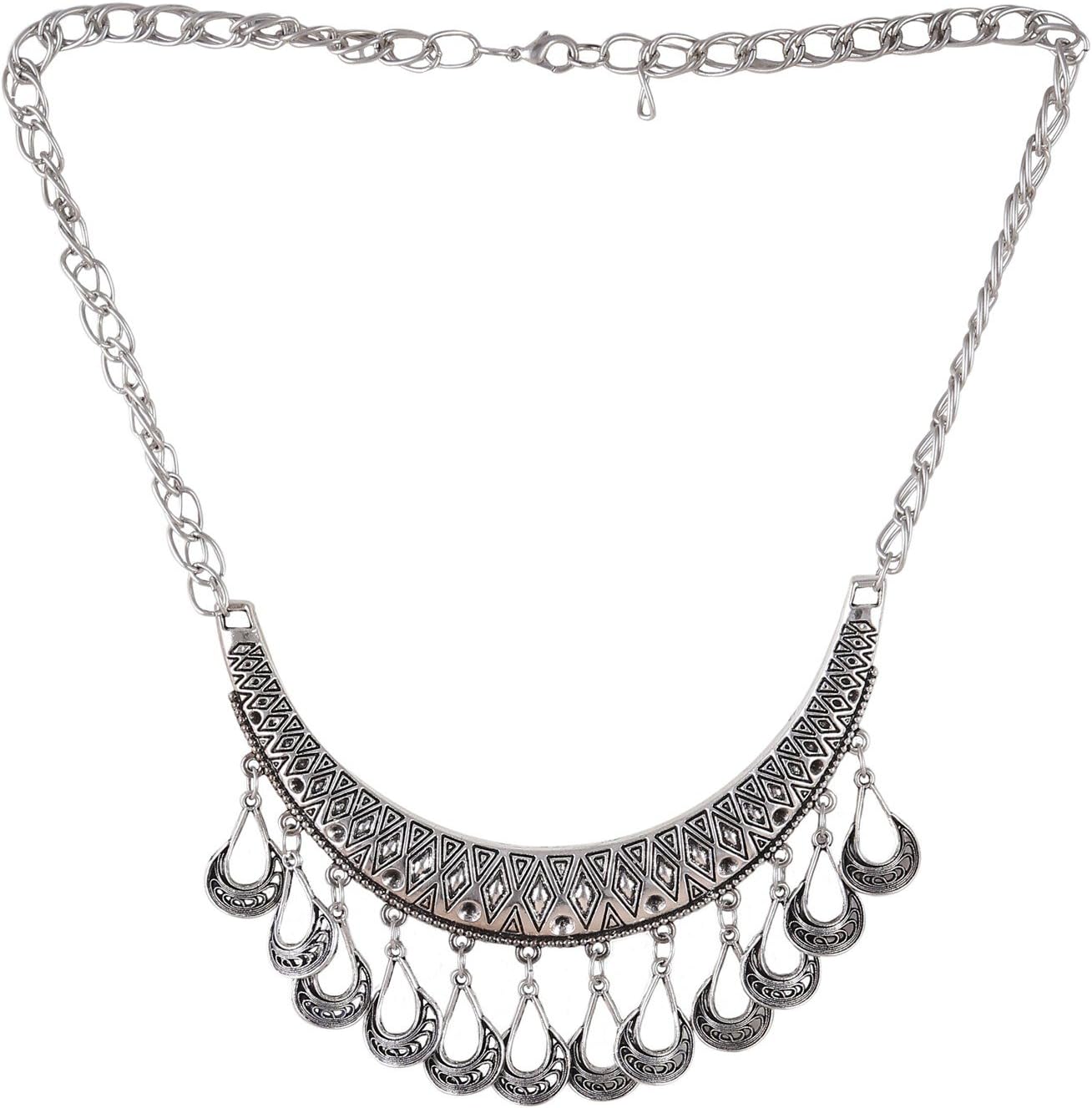 Arittra Silver Metal Chain Necklace For Women