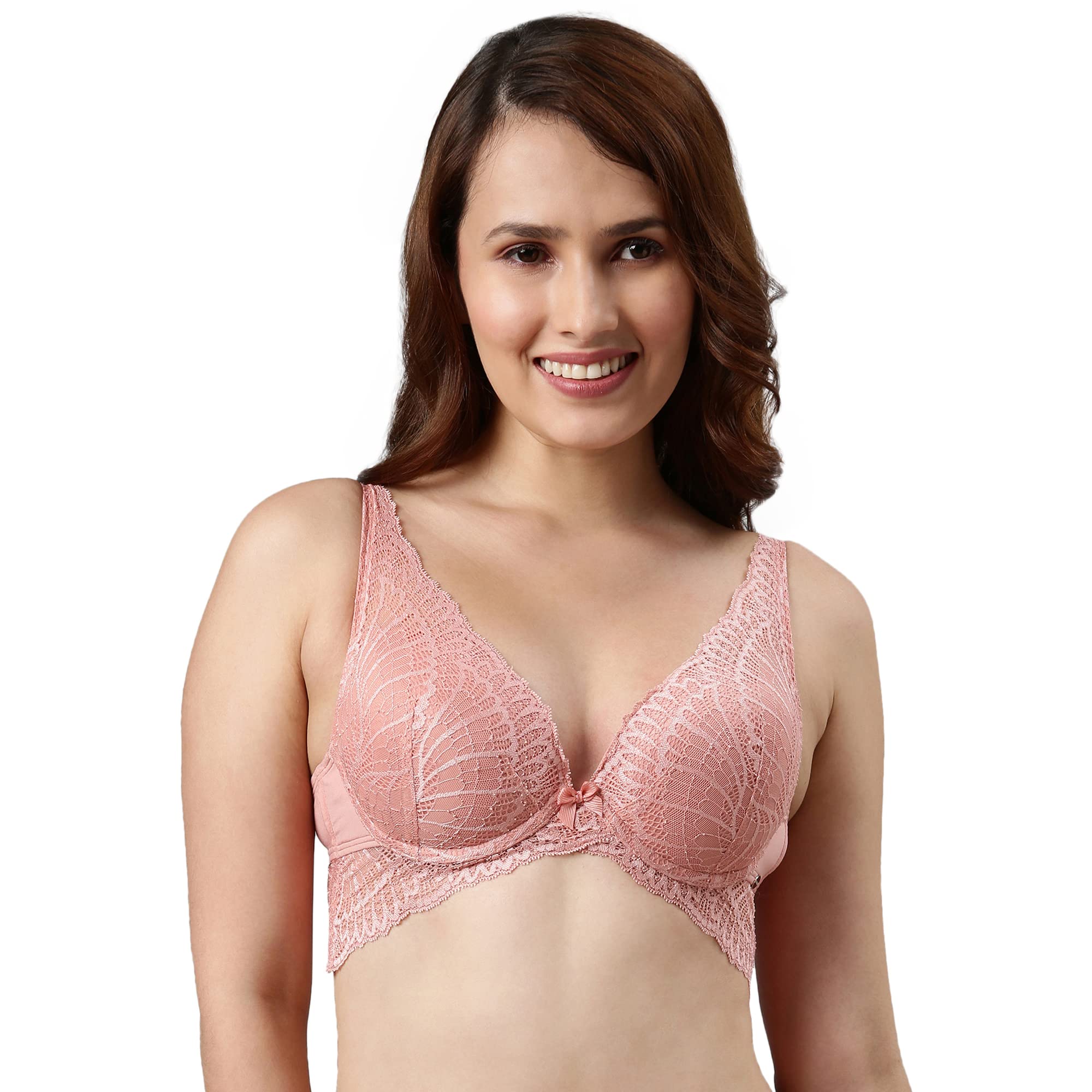 Butterfly Frame for Cleavage Enhancing Women's Bridal Plunge Push-Up Bra - Lace, Wired, Padded, Medium Coverage - F091-image-30