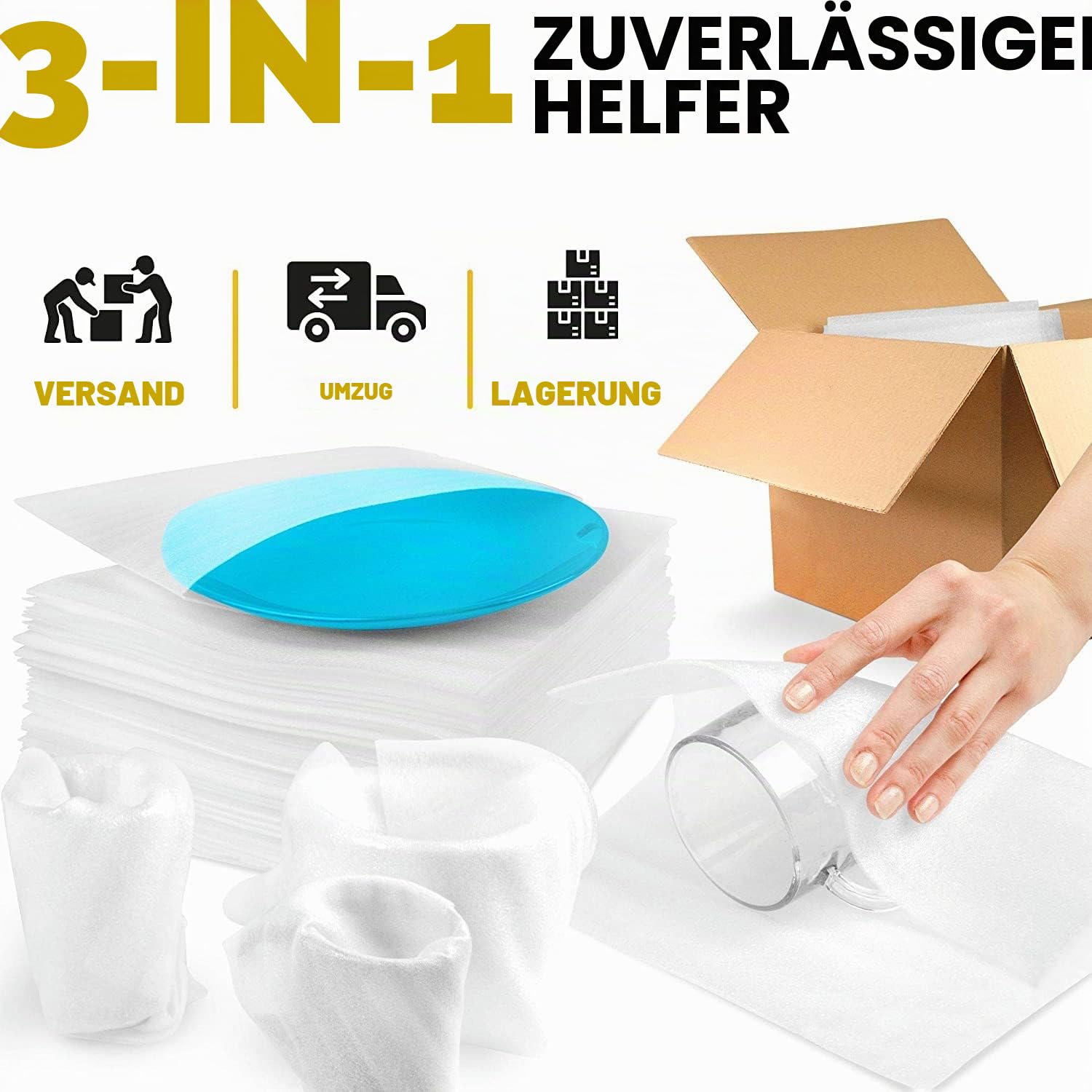 Schaumfolie Verpackungsmaterial Schaumstoff Beutel Kissenschaumbeutel 100Stk Schaumstoffverpackung Umzugspapier Umzugsverpackung für Glas Möbel Porzellan und Geschirr (30x30cm 30x20cm 20x20cm)