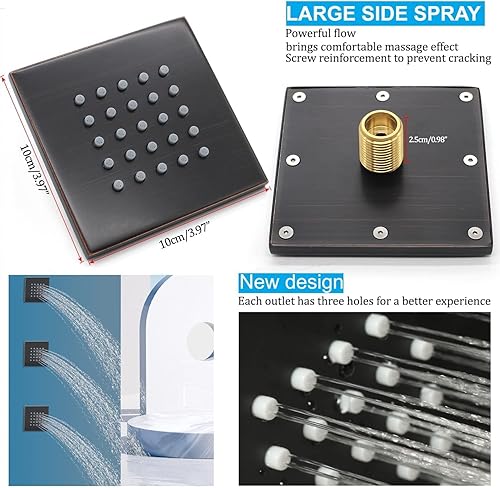 Miniatura 2 de Drettyer Sistema de ducha de lluvia de techo de 16 pulgadas, sistema de ducha termostático de latón con 3 pulverizadores de chorros de cuerpo