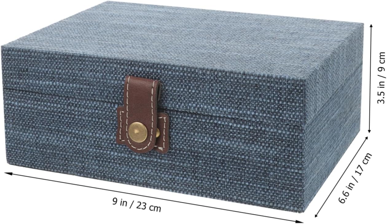 Vintage Blue Wooden Jewelry Box Organizer for Necklace Storage image 3