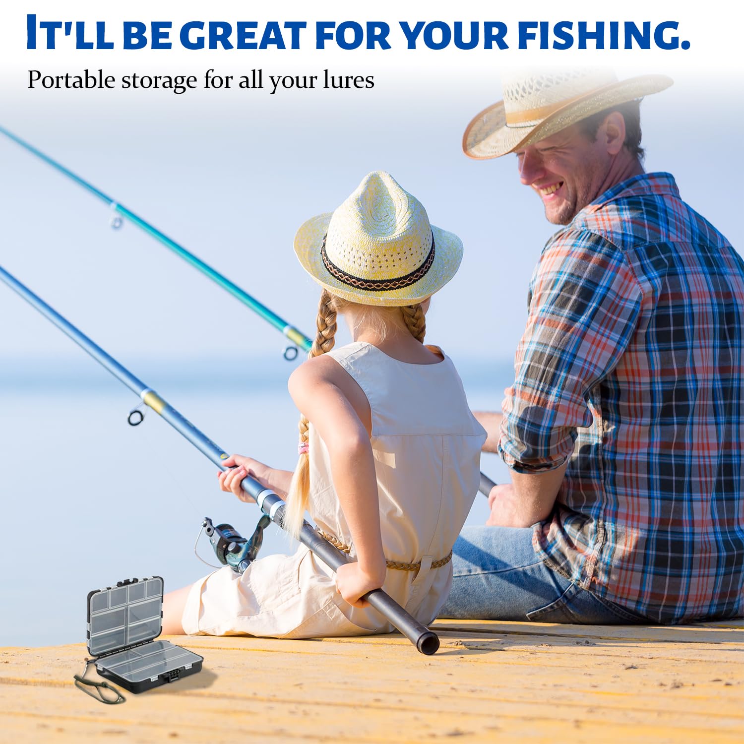 2 cajas de señuelo, doble almacenamiento, impermeable y duradera, caja de almacenamiento para accesorios de pesca, almacenamiento flexible, apto para almacenamiento de accesorios de pesca (Negro)