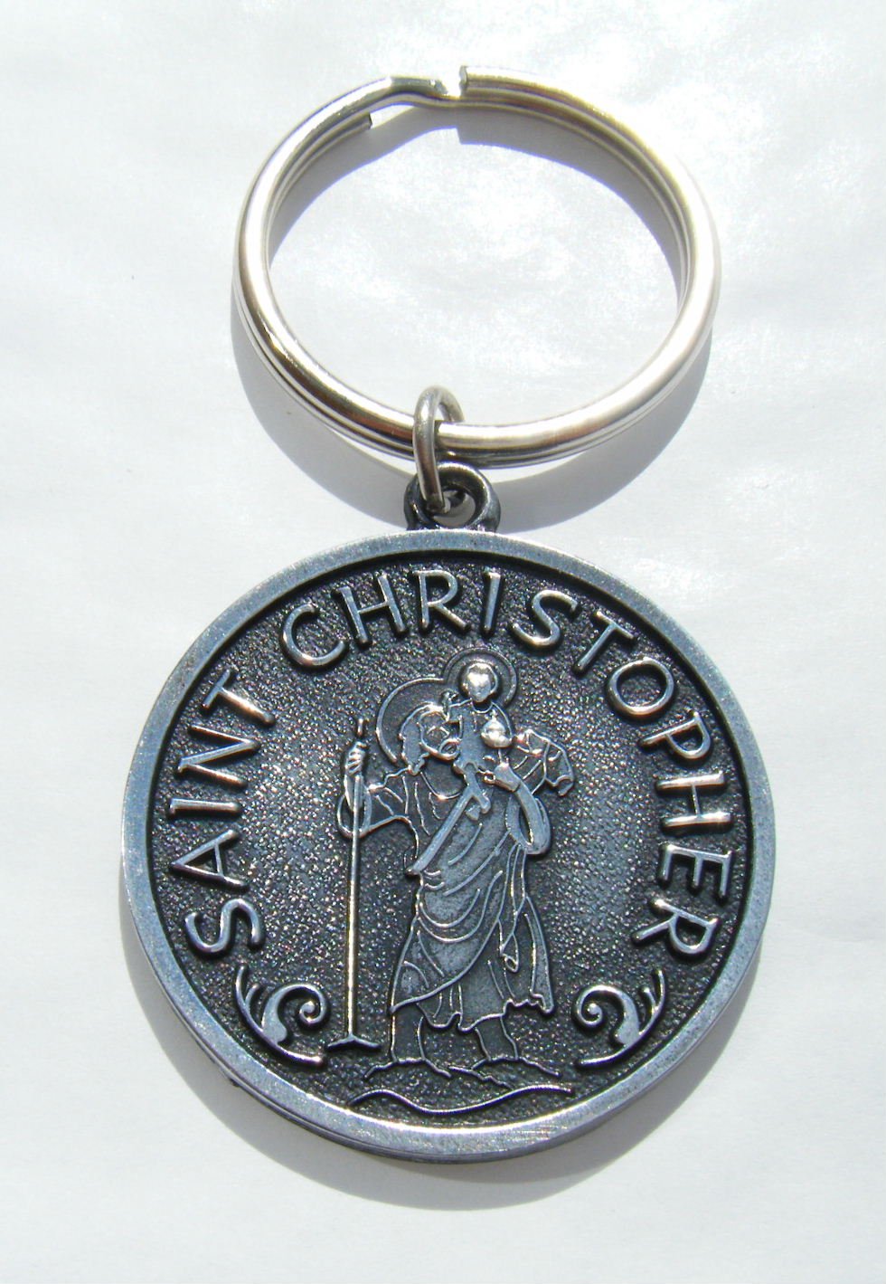 St Christopher Irish Pewter Metal Keyring Gift Boxed