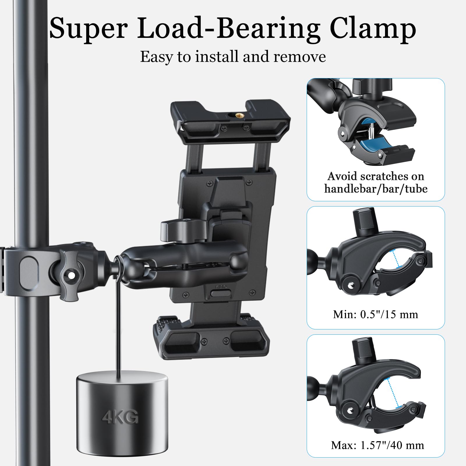 OHLPRO Support pour iPad mic, Support de Tablette pour Tapis de Course, Pieds de Micro Musique Pivotant à 360° Compatible avec 5" - 13" iPad Air Pro Mini Galaxy Tab S9 Kindle Fire Switch