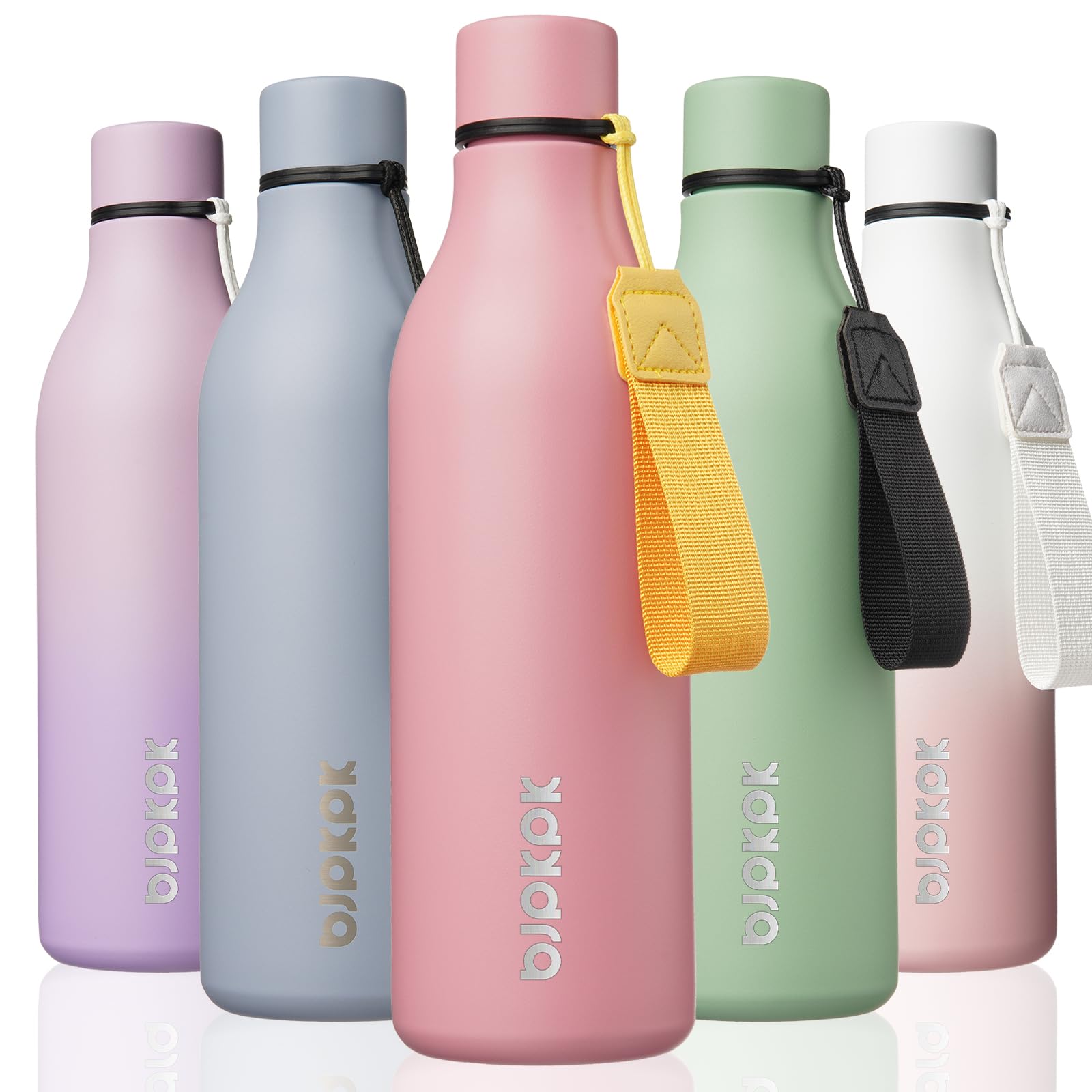 BJPKPK 25oz Insulated Water Bottle, Stainless Steel Bottle with Carry Strap | Keep Cold &amp; Hot Vacuum Insulation, Leak-Proof BPA-Free Design, Slim Bottle Fits Most Cup Holders for Gym, Office &amp; Travel