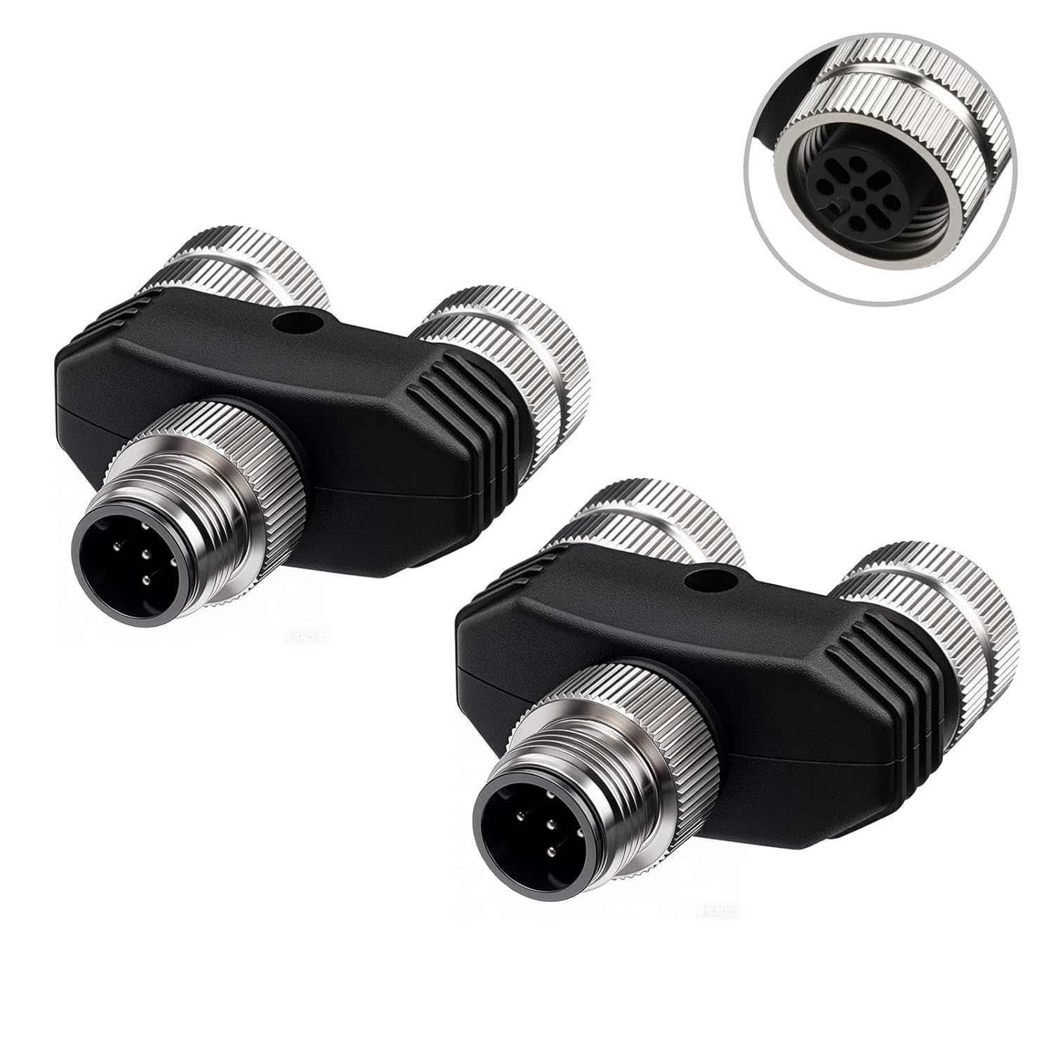 Eonvic Industrial M12 5 Pin Male A Code Aviation Circular Connector to Female Y Connector 12mm Sensor Power Supply Outdoor Waterproof IP67 2PCS - Image 1 of 5