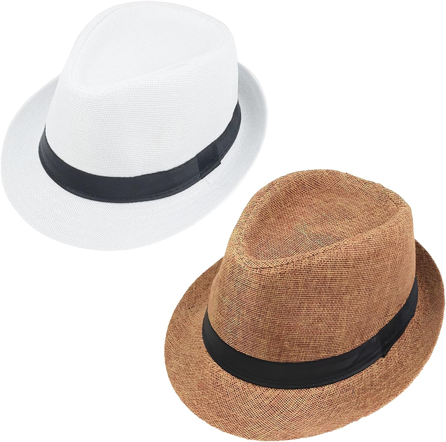 Giroir 2Pack Fedora Hats for Men Women Short Brim Unisex Short Brim Summer Beach Style 1920s Party Accessories