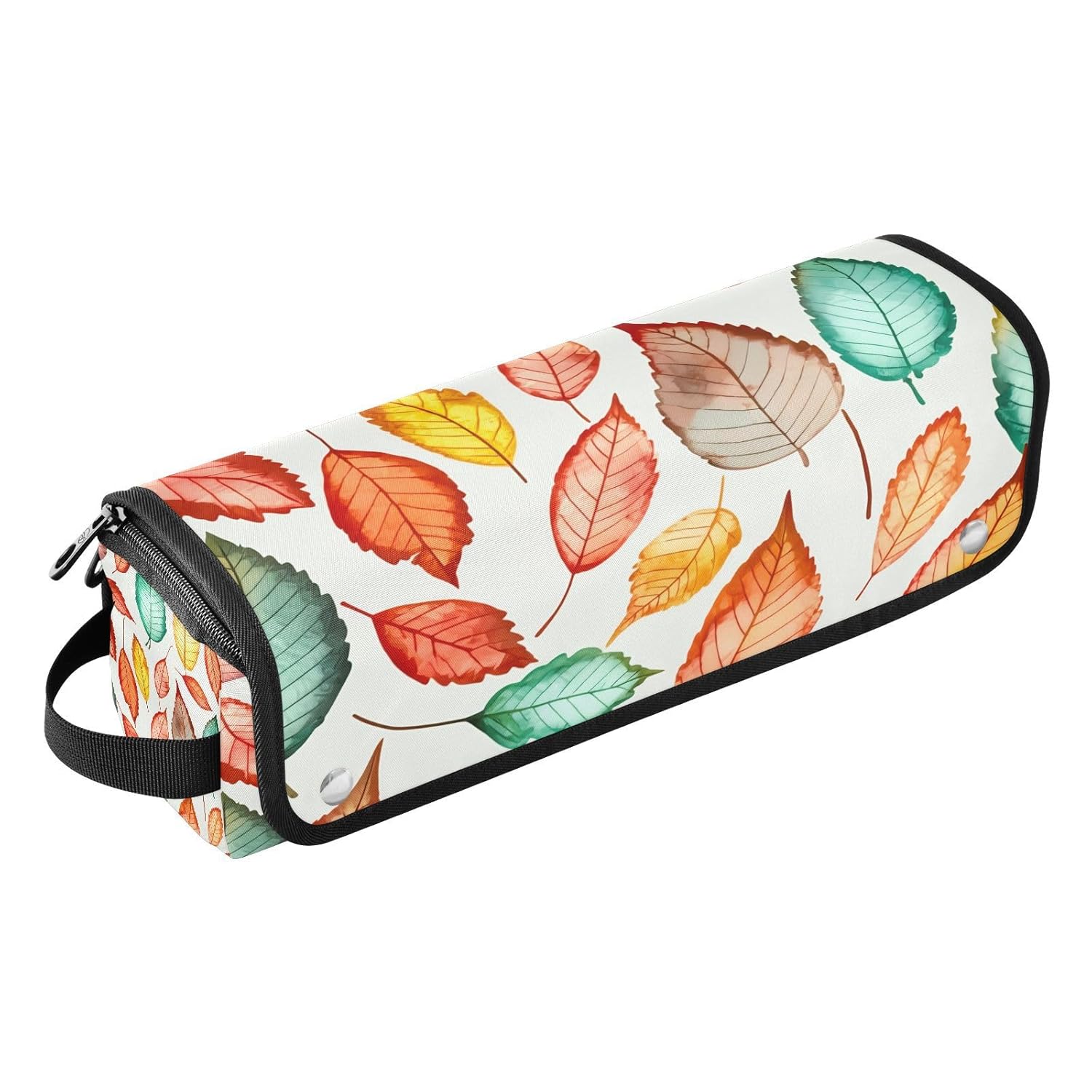 Watercolor Autumn Leaves Hair Tools Travel Bag Portable Hair Accessory Organizer with Heat Resistant Mat 2 in 1