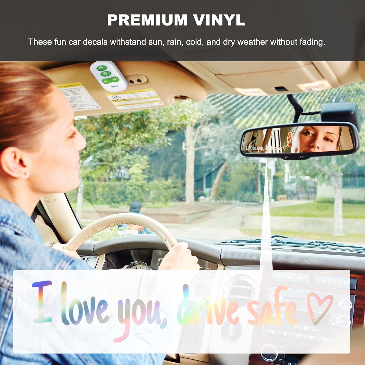 3 PCS I Love You Drive Safe Sticker, Cute Driving Reminder Sticker Rearview Mirror Decal, Waterproof Safe Driving Decals Auto Interior Decor for Mirror Window Bumper (Colorful) image 5
