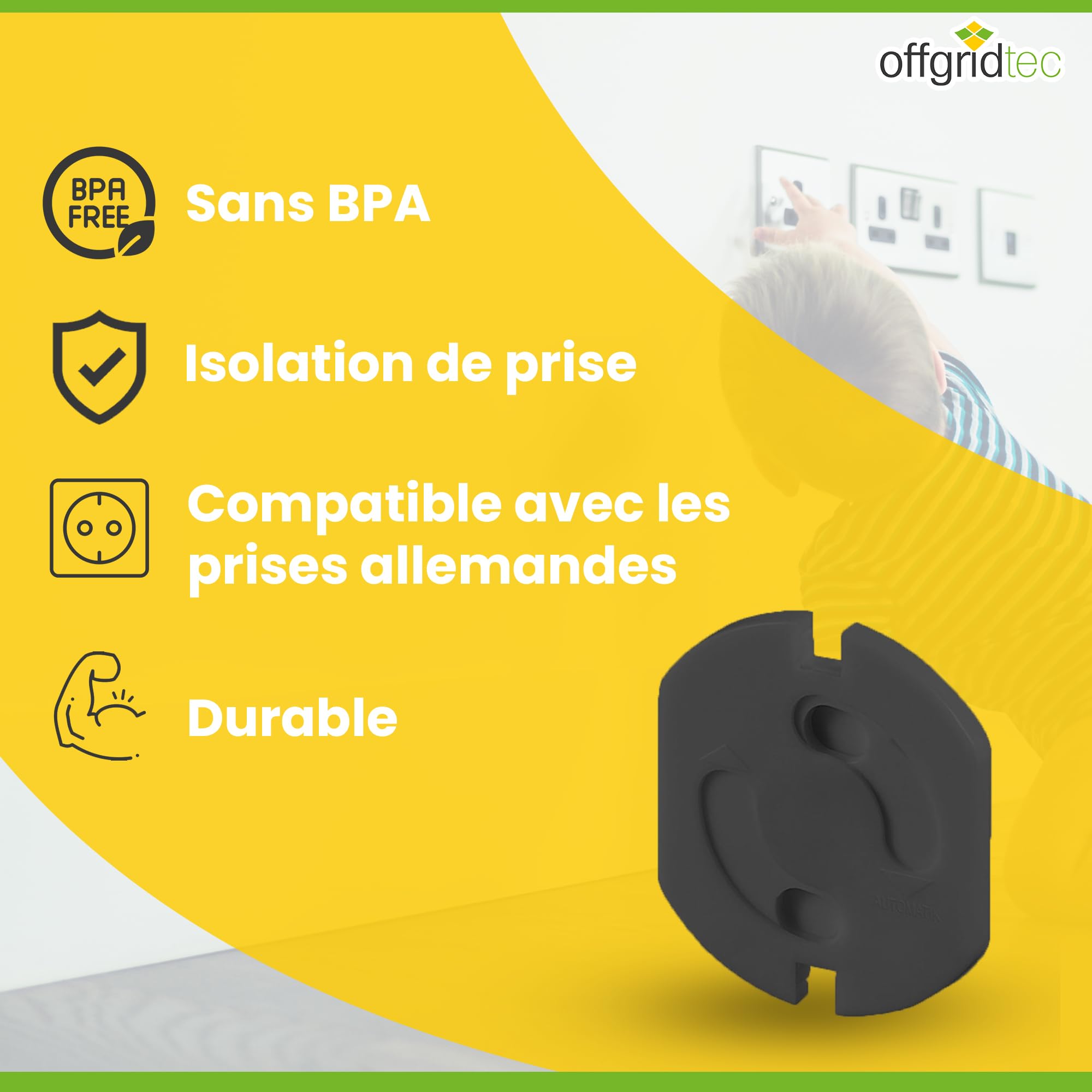 Offgridtec Accessoires Lot de 20 cache-prises à mécanisme tournant - Noir