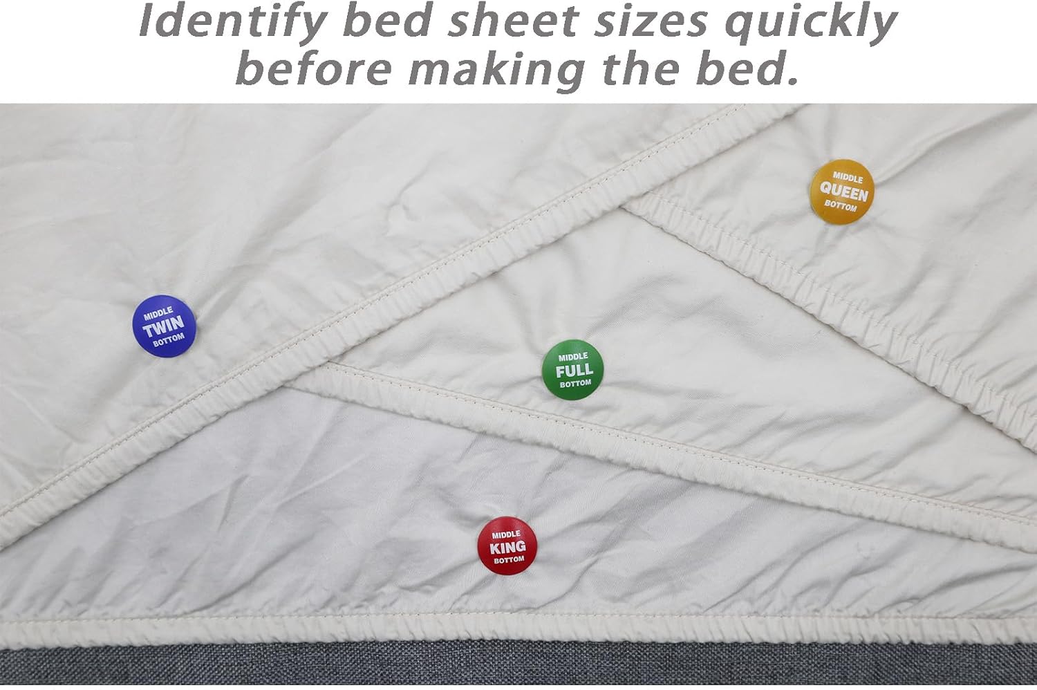 Bed Sheet Labels for Bedding,Identity The Sheets Direction and Size in Seconds, an Elegant and Easy Solution to Label Sheets, 16 Pack[Mix]