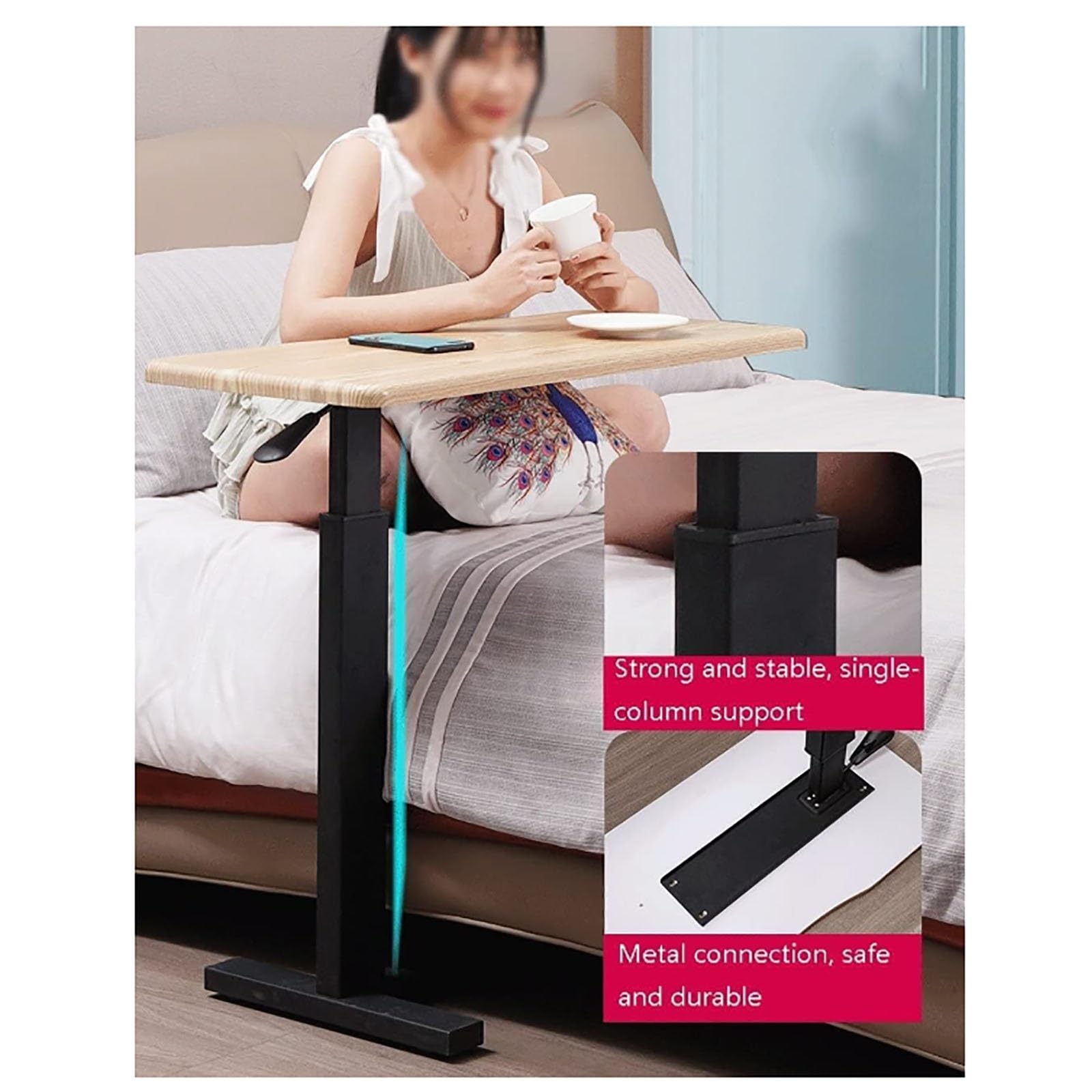 Mesas para Colocar sobre la Cama, con Mesa para computadora portátil de Altura Ajustable, Escritorio Resistente, Multiusos para Uso doméstico y hospitalario Mesa con Bandeja hospitalaria
