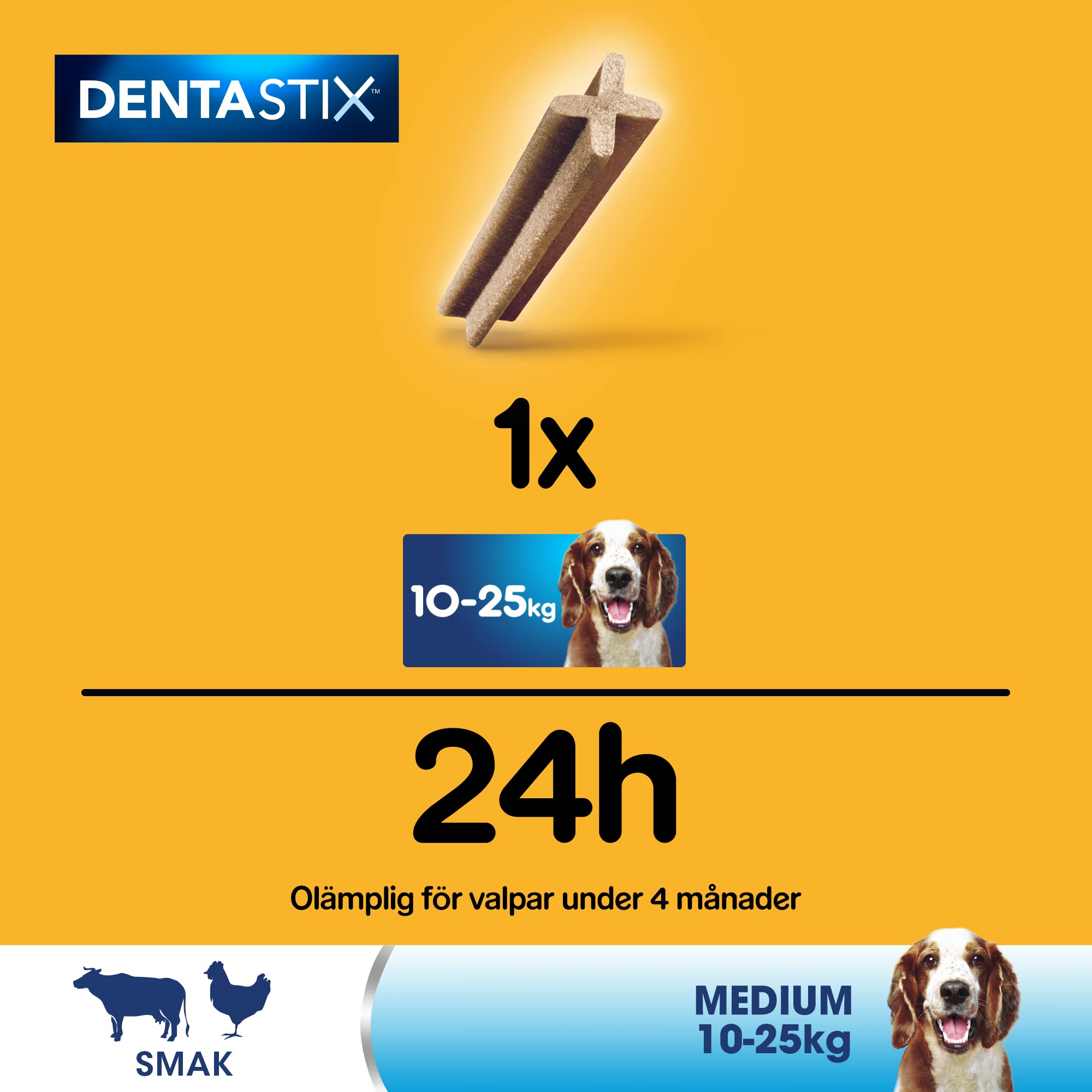 Pedigree Dentastix Snack pour l'hygiène buccale pour chien moyen de 10 à 25 kg, 180 g, 112 pièces, 28 unités, lot de 4