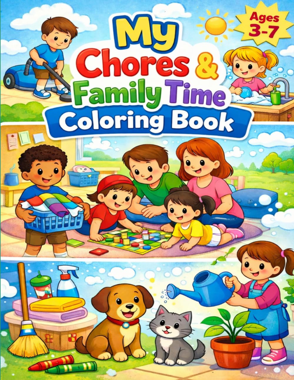 My Chores & Family Time Coloring Book for Kids Ages 3–7: Fun Daily Chores, Responsibility Activities & Screen-Free Learning for Toddlers and Young Children