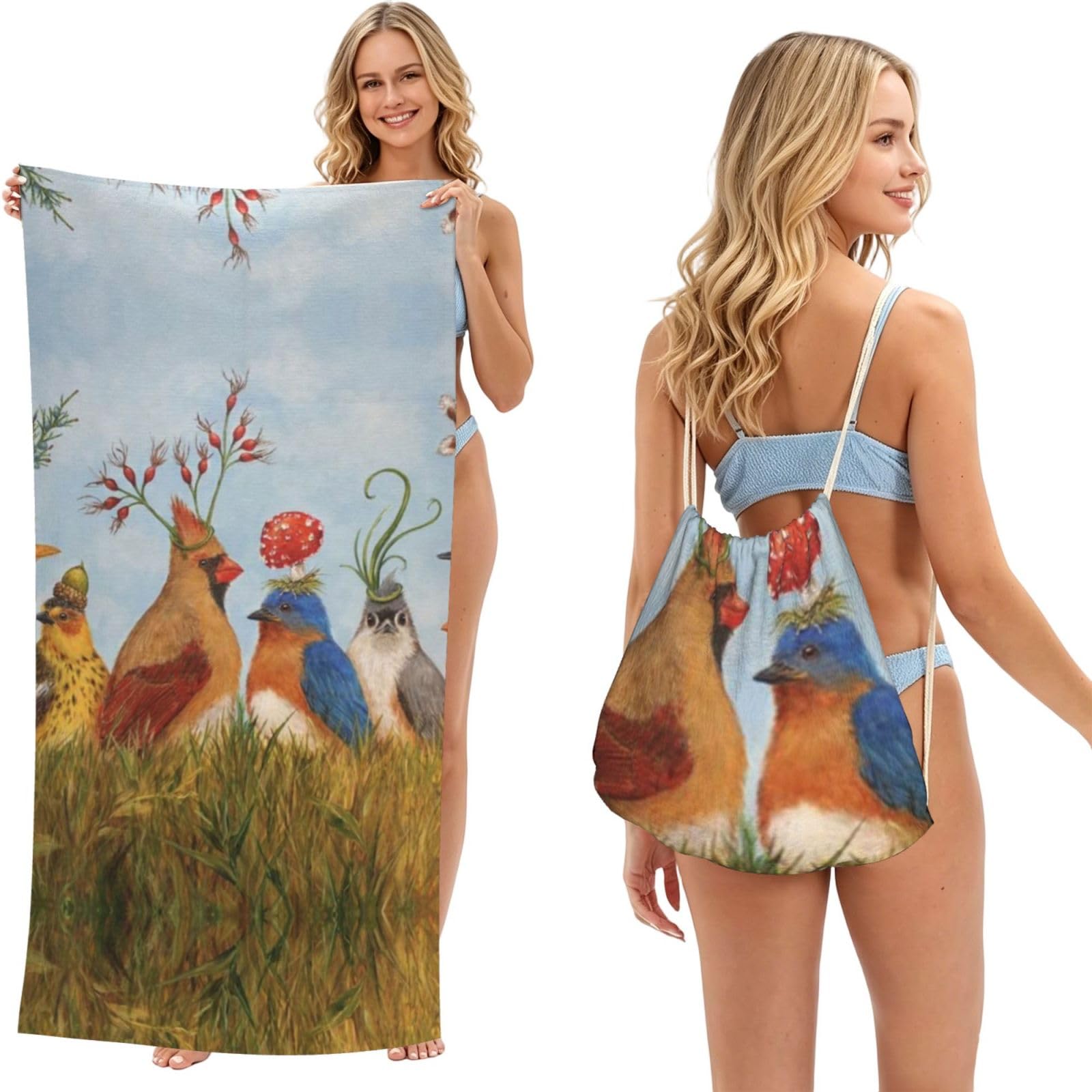 Serviette de plage pliable 2 en 1, tapis de plage convertible et sac de transport de yoga