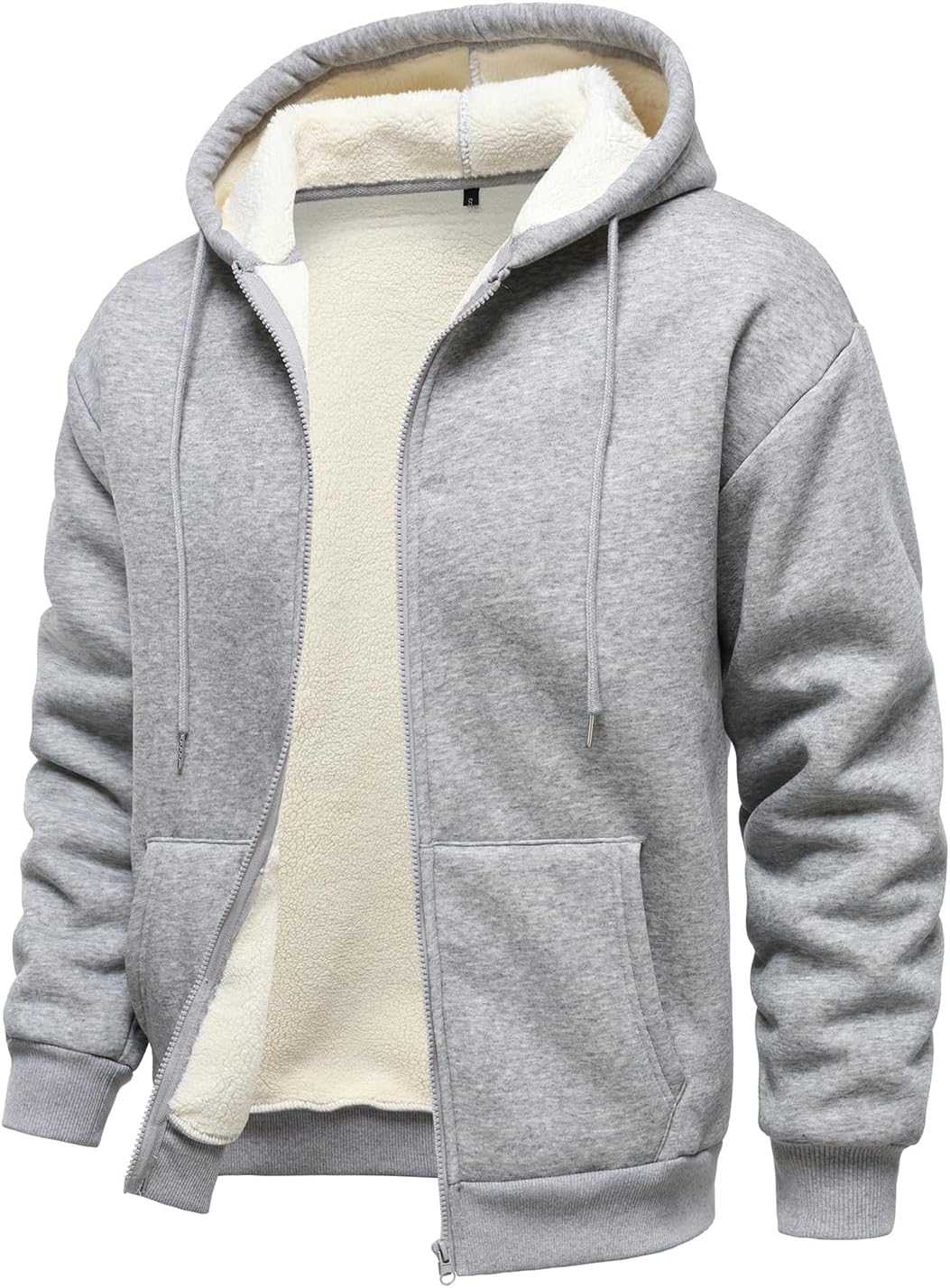 HOOD CREW Men’s Zip Up Hoodie Thicken Sweatshirts Winter Fleece Sherpa Lined Warm Hooded Jacket Coats - Image 3
