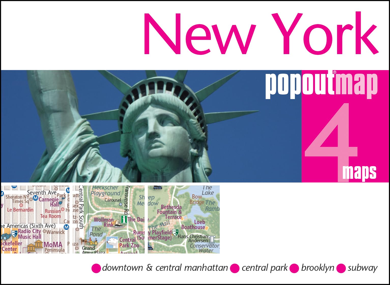 Popout Map New York - Pocket-Sized Pop-Up Street Map of Manhattan | Brooklyn | New York Subway Map | Compact Travel Map
