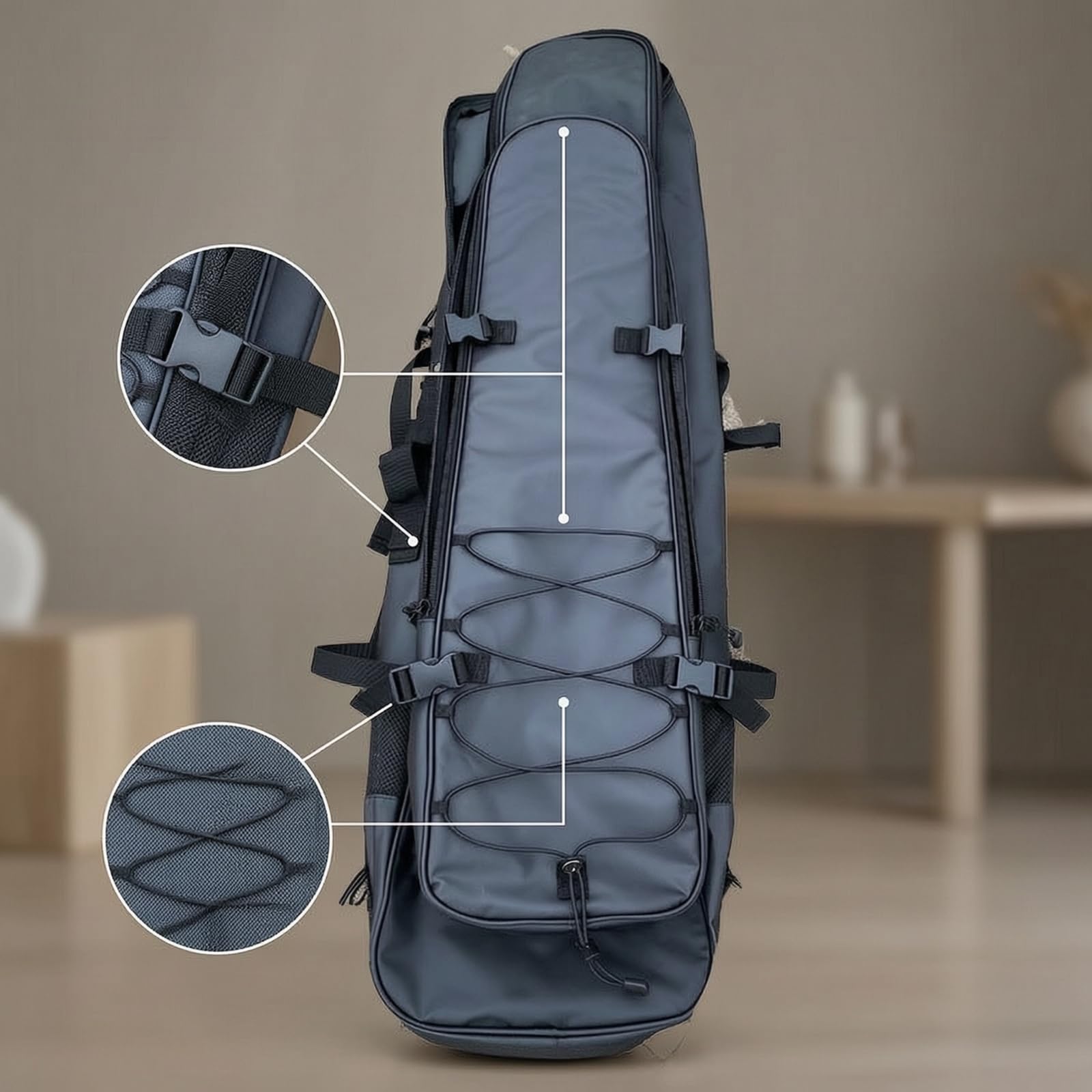 perfk Portador de Aletas Impermeable Mochila de Buceo Bolsa para Aletas Estuche para Equipo de Natación con PVC 500D y 50L Interior con Forro, Array, Negro, size to 2
