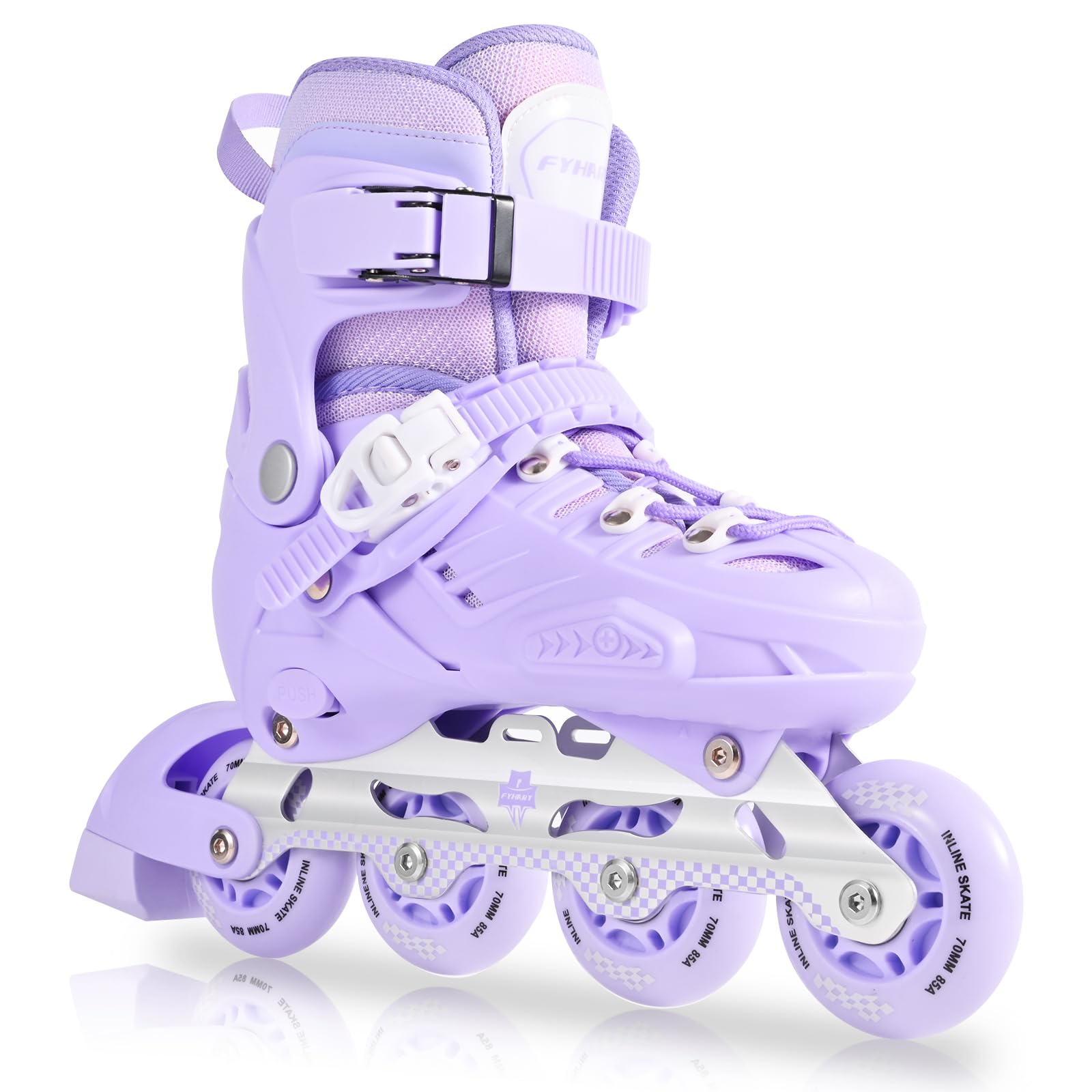 MGYZM Pattini in Linea per Bambini per Ragazze, Misura Regolabile, Stabile Telaio in Alluminio e Scarpa Resistente agli urti | Pattini a Rotelle per Interni ed Esterni, Viola
