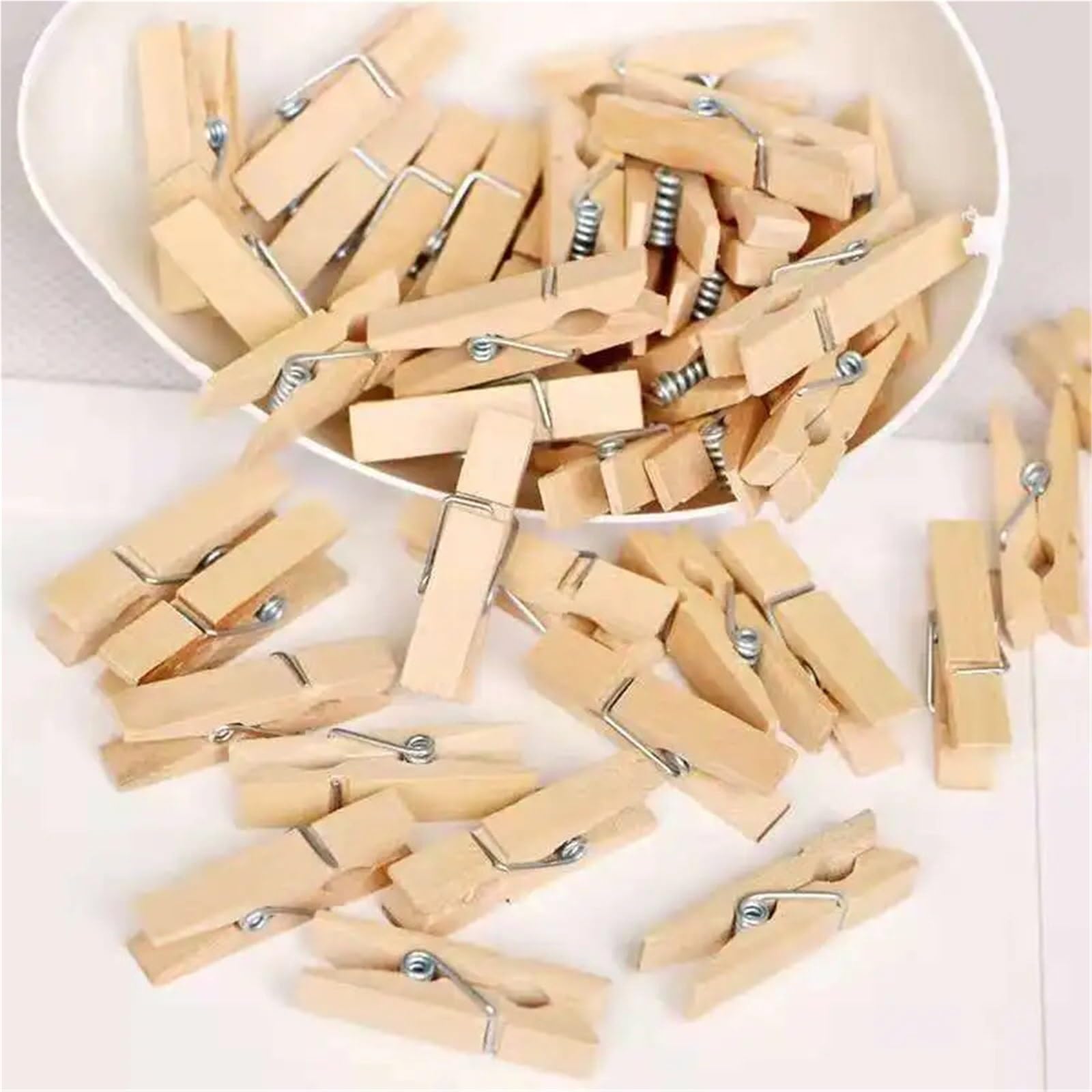 Mollette in legno, 200-500 pezzi, 25/35/45/72 mm, mini clip in legno per lavori artigianali, mollette per foto, carta, cartoline (25 mm, 500 pezzi)
