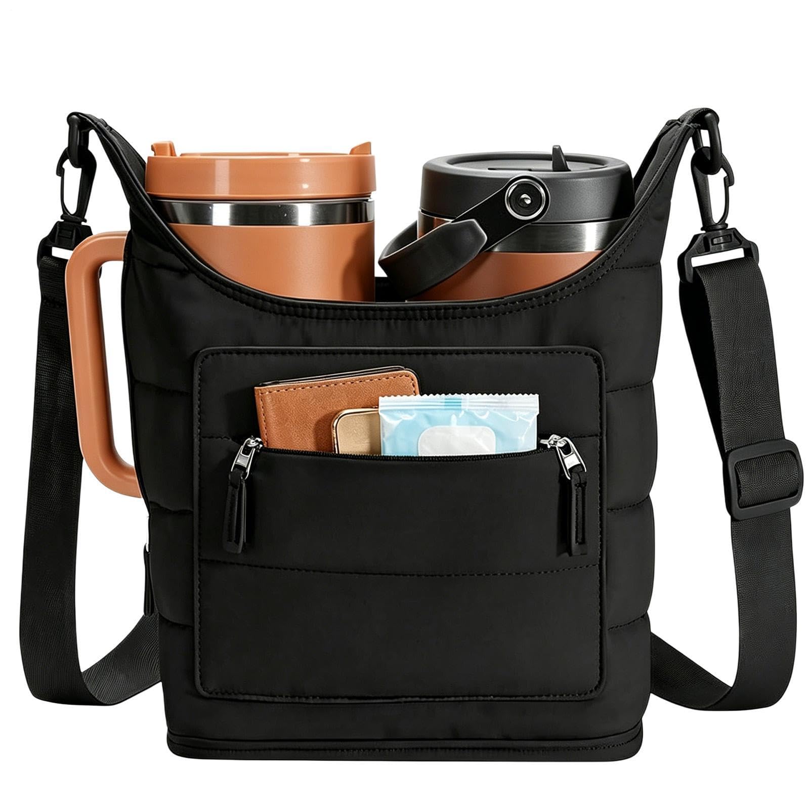 Porte-bouteille d'eau avec sangle Pochette Légère Avec Poche | Sac de transport pour boissons pour Randonnée Course Extérieur Cyclisme Salle Sport Promenade