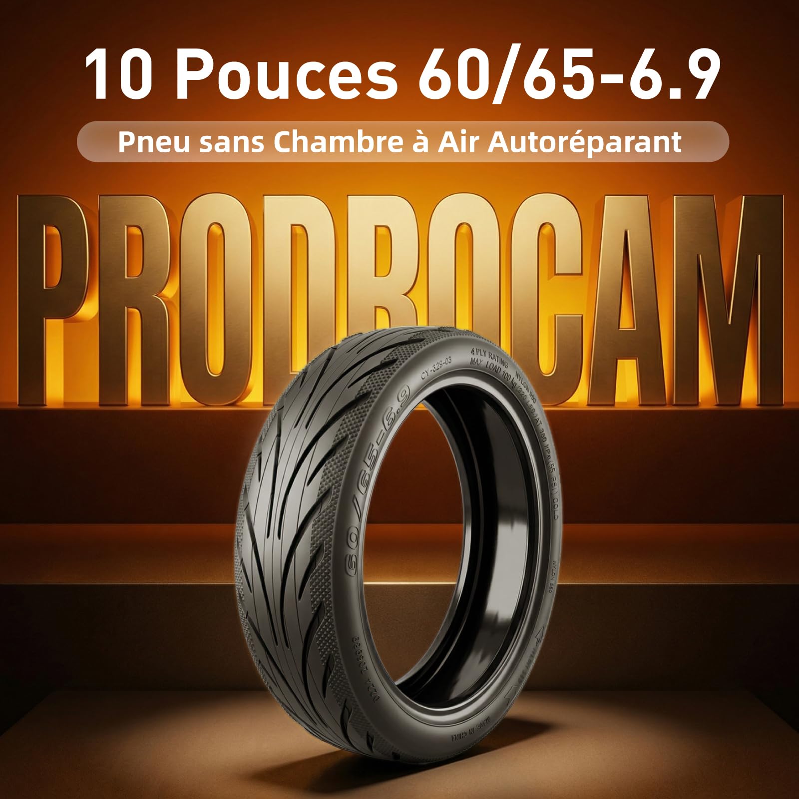 Lot de 2 pneus auto-réparateurs 60/65-6,9" pour scooter électrique Ninebot Max G2 G65 - 10" - Pneu de rechange sans chambre à air avec colle avant/arrière
