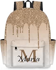 Amazon.com | OMFUNS Gold Yellow Glitter Customized Kids Backpack for ...