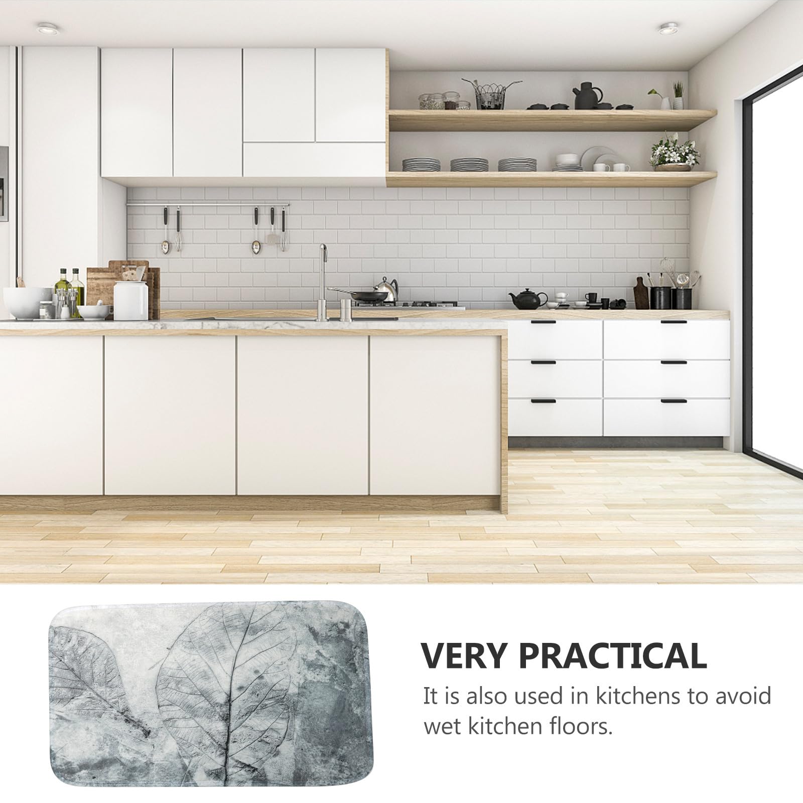 BESPORTBLE Set Antiscivolo Decorazione Foglie 3 Pezzi Stile Retrò Tappeti Bagno Materiale Poliestere Morbido e Confortevole per Bagno Domestico Elegante