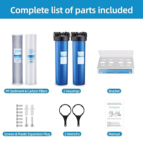Miniatura 5 de Geekpure Sistema de filtro de agua para toda la casa de 2 etapas con carcasa azul de 20 pulgadas -1 "NPT